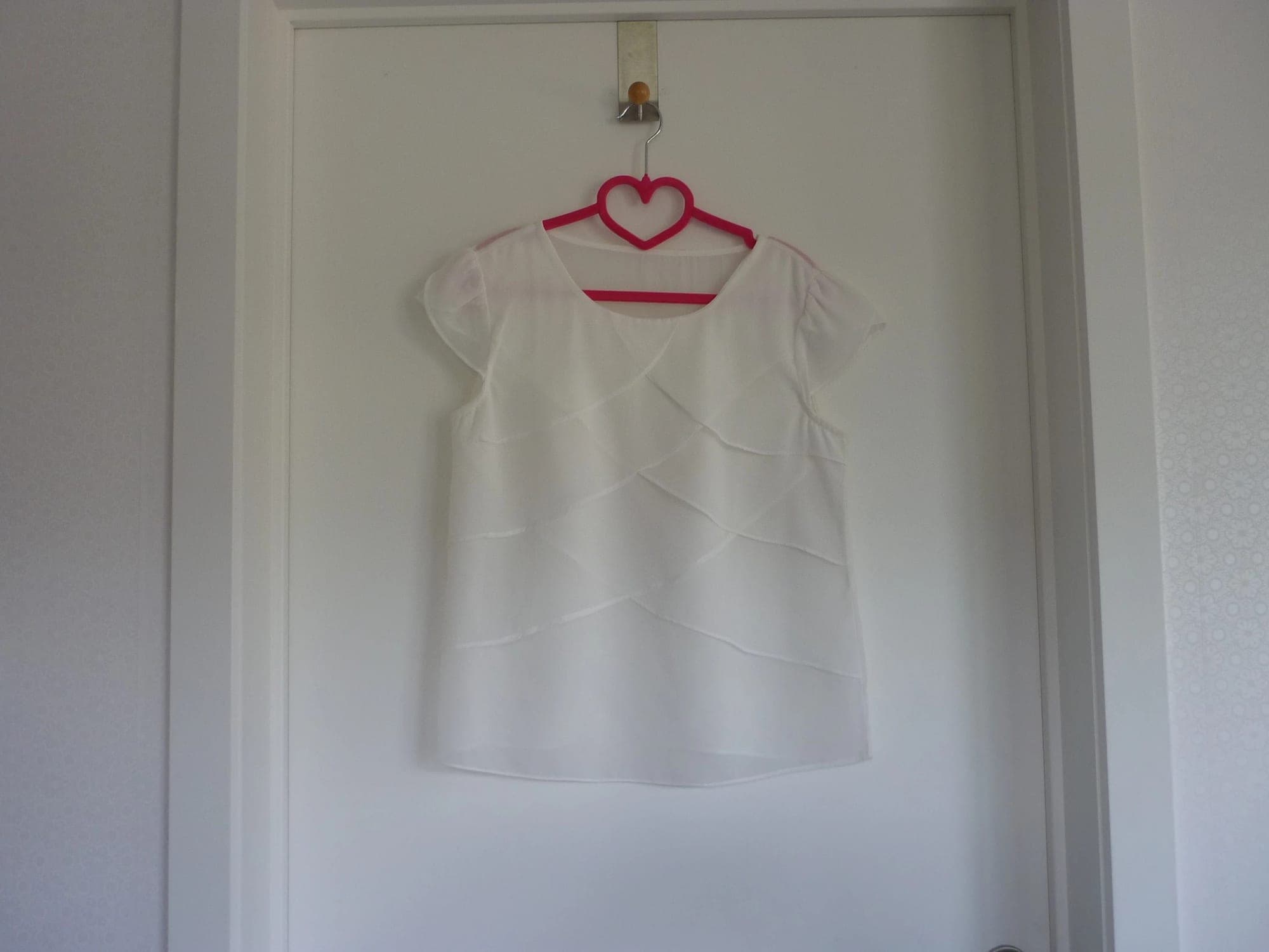 Witte voile gelaagde blouse met korte mouwen Maat 36-38