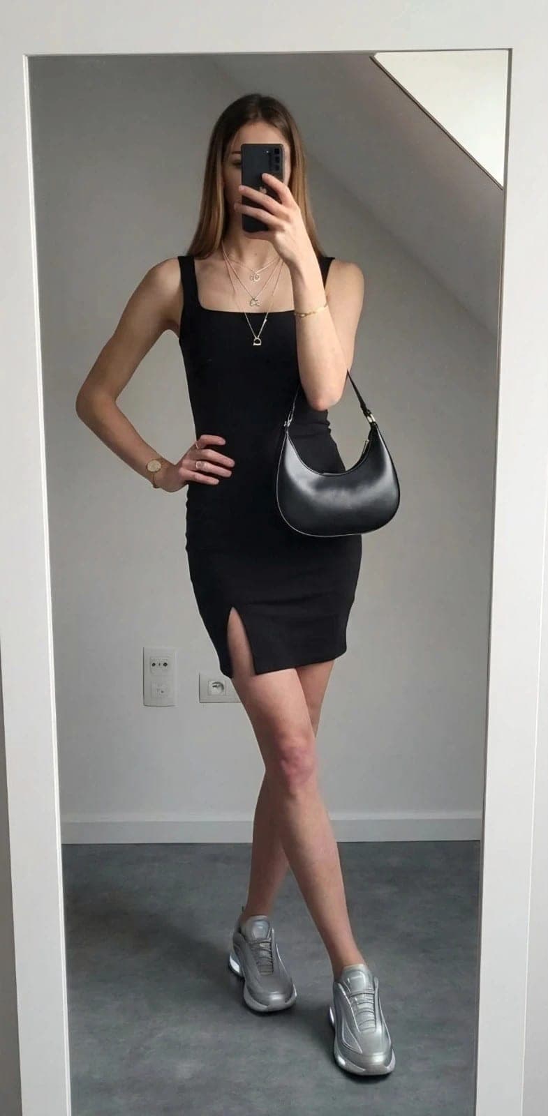 NA-KD zwarte bodycon jurk square neck – maat xS – Basic / minimal