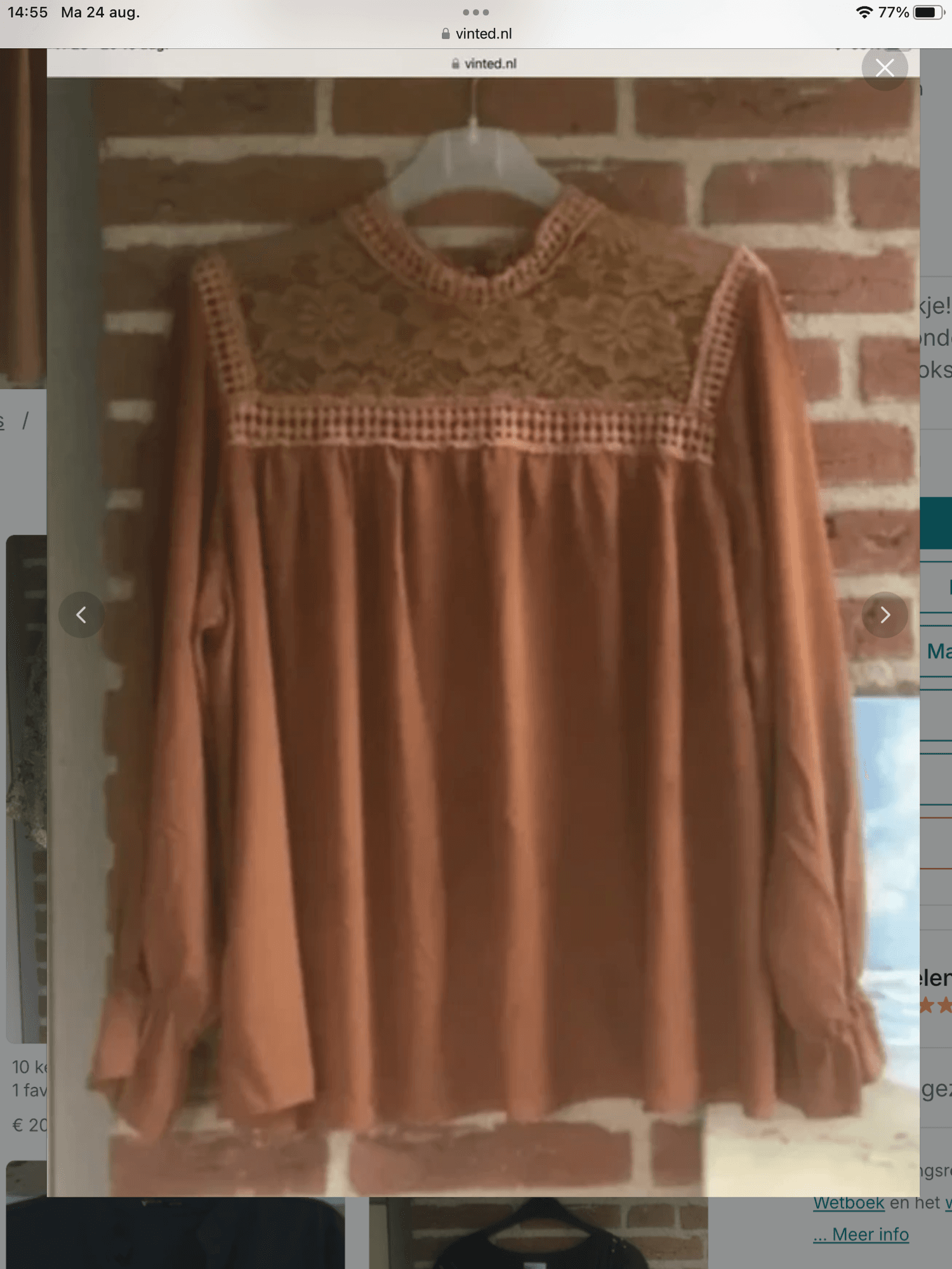 Bruine tuniek met kanten details van Made in Italy, maat 44.