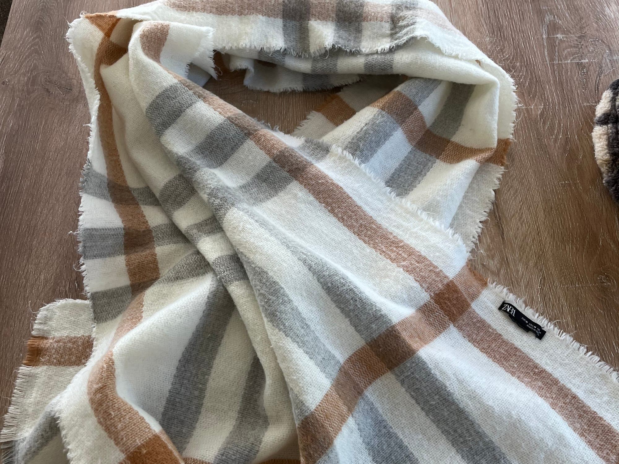 ZARA geruite sjaal  – beige/grijs/wit