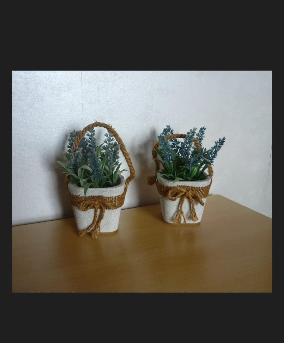 Set van 2 bloempotten lavendel kunstbloemen