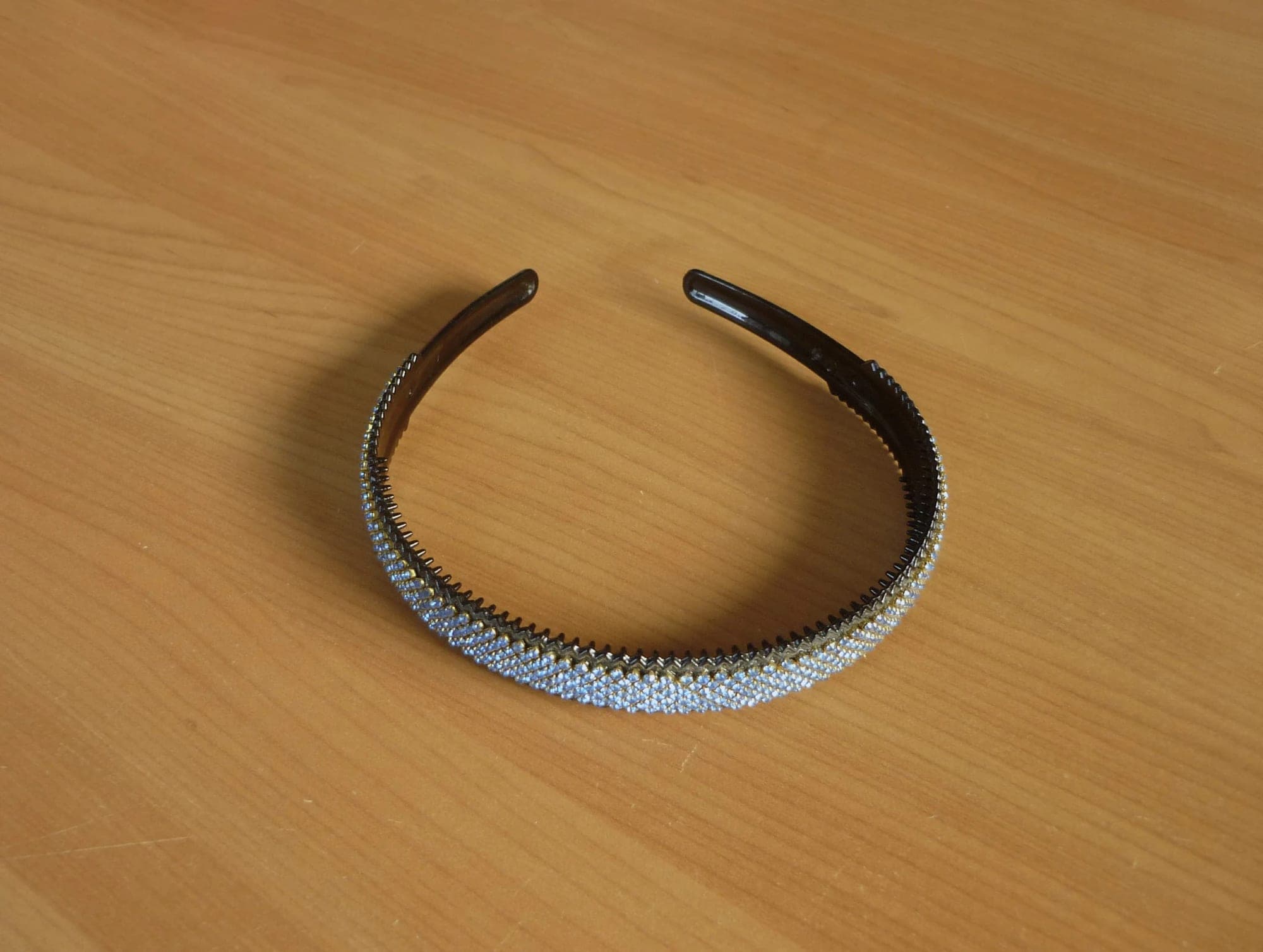 Blauwe strass zwart goudkleurige diademe haarband