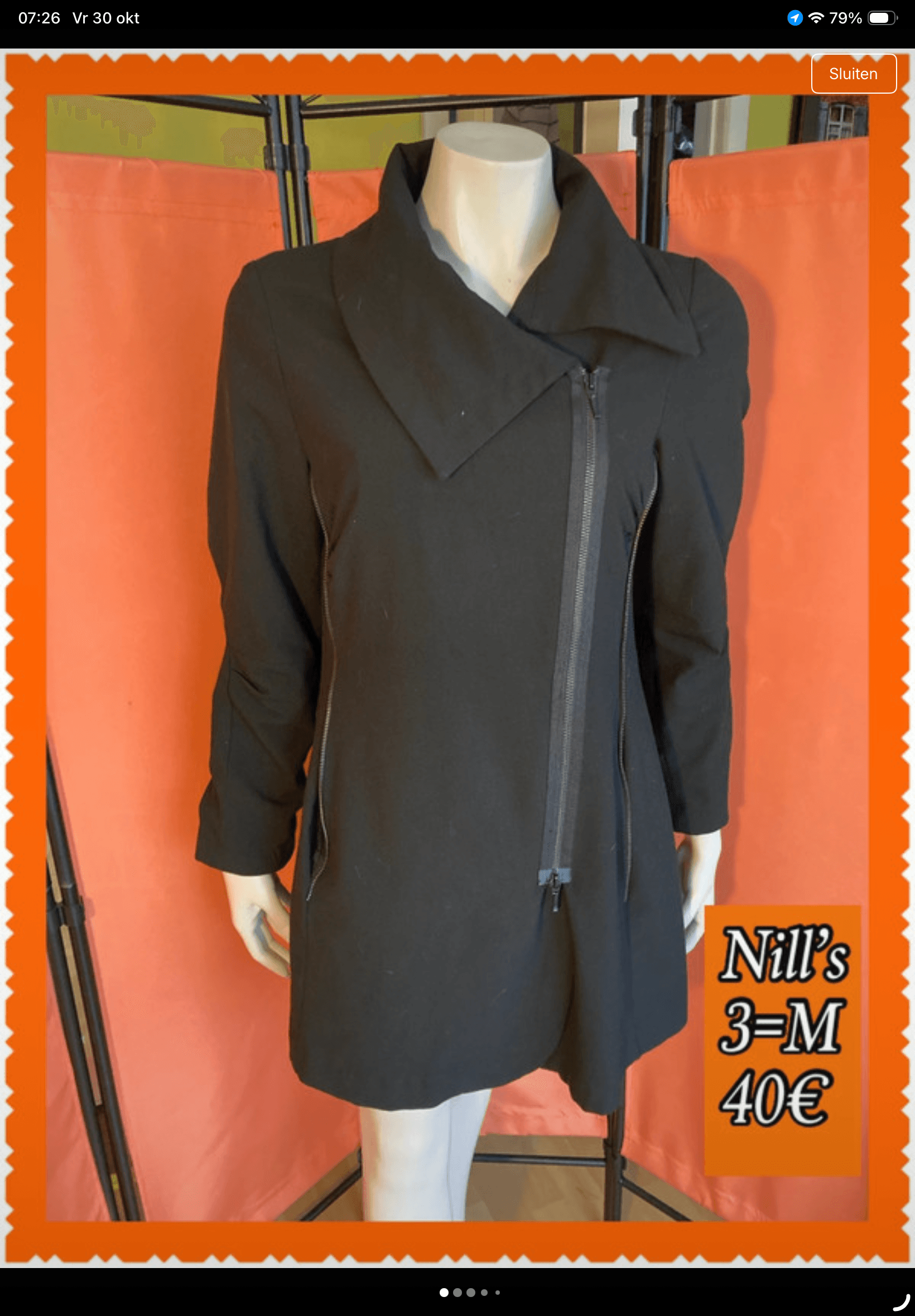 Nill's zwarte blazer/mantel maat M