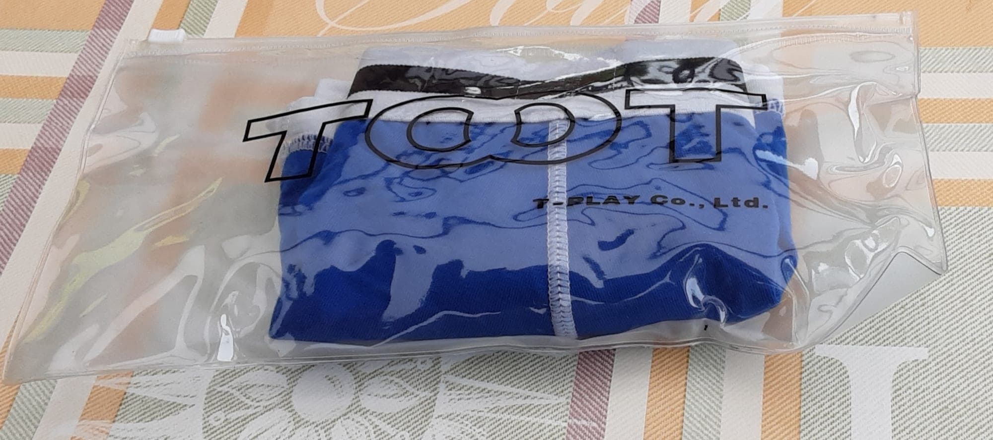 TOOT blauwe boxershort met wit en zwart design maat M