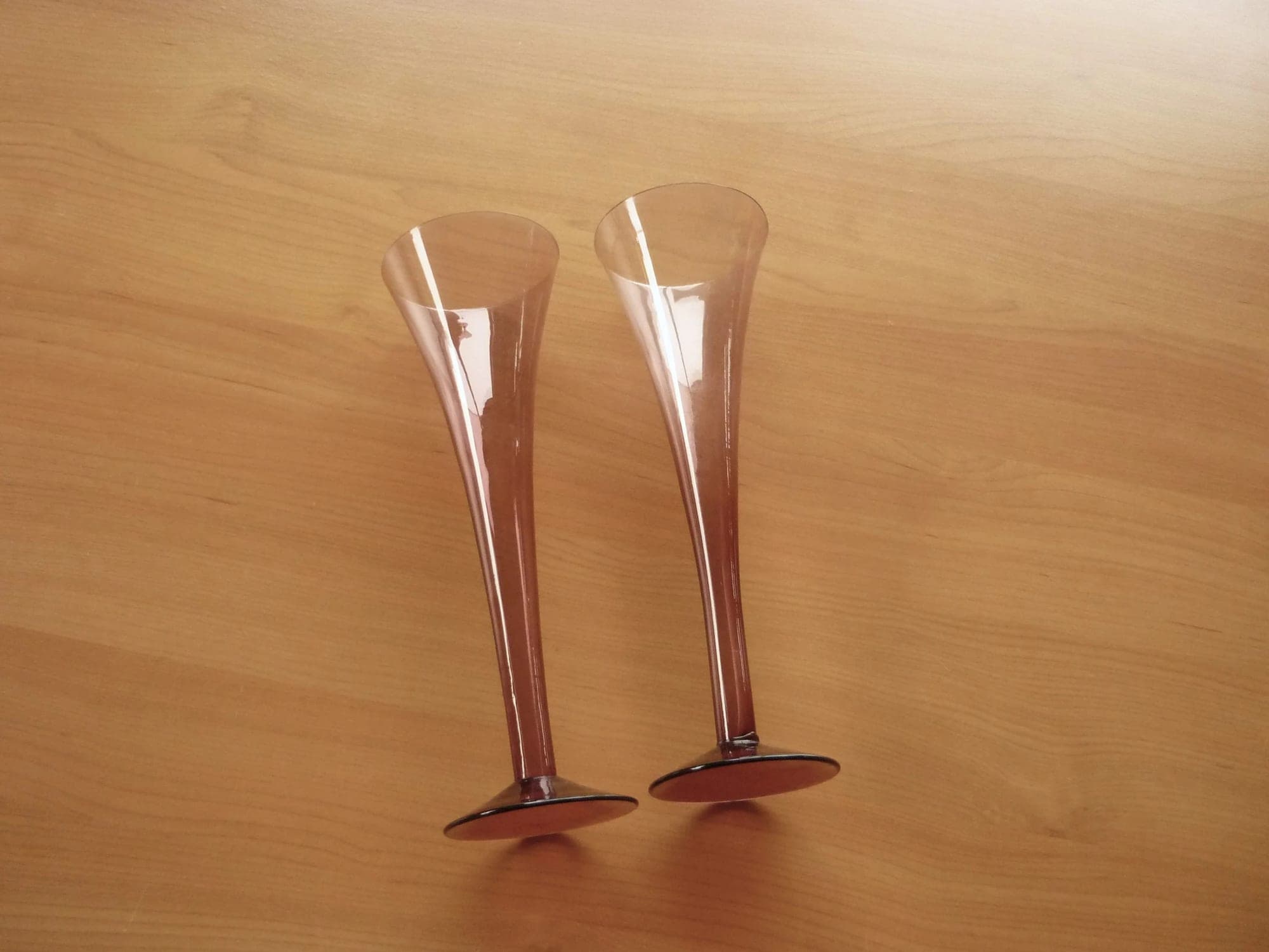 Set de 2 verres à champagne évvasés haut rose-mauve
