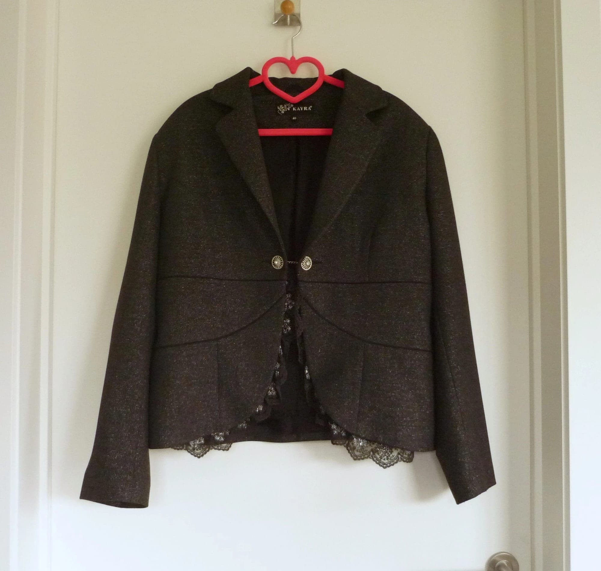Dark Grey Melange Blazer Waistcoat Jacket Kayra Size 46