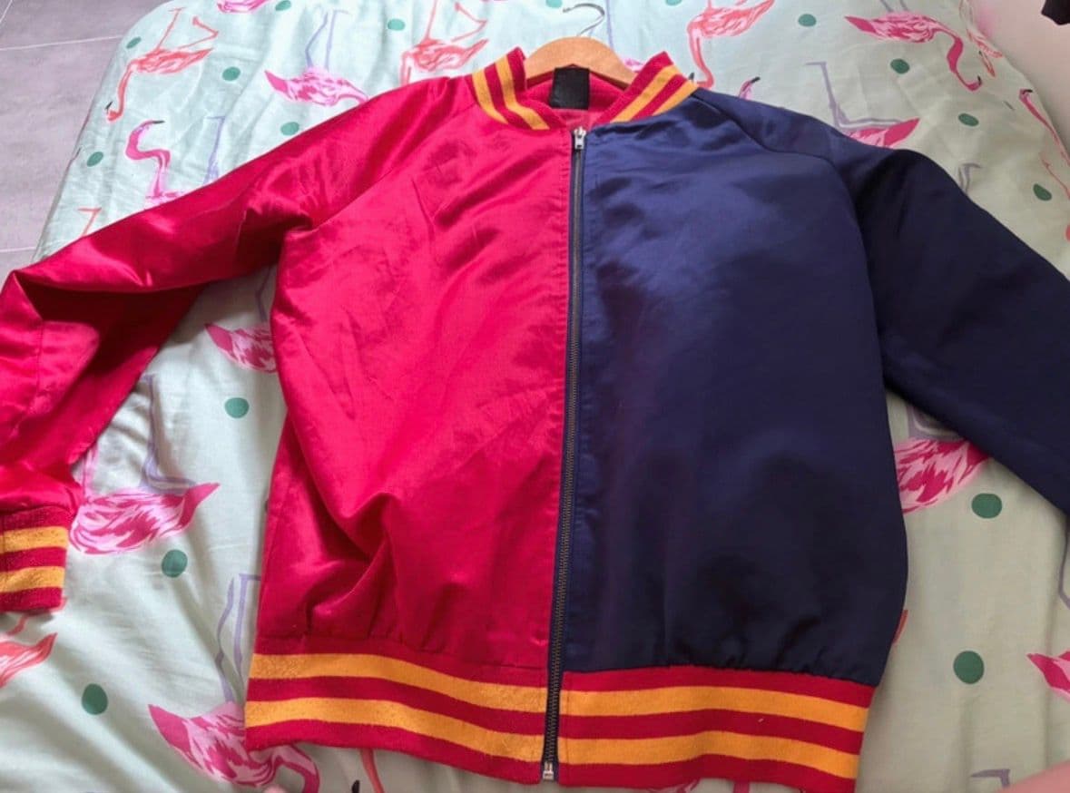 Suicide Squad bomberjack rood/navy met gele strepen