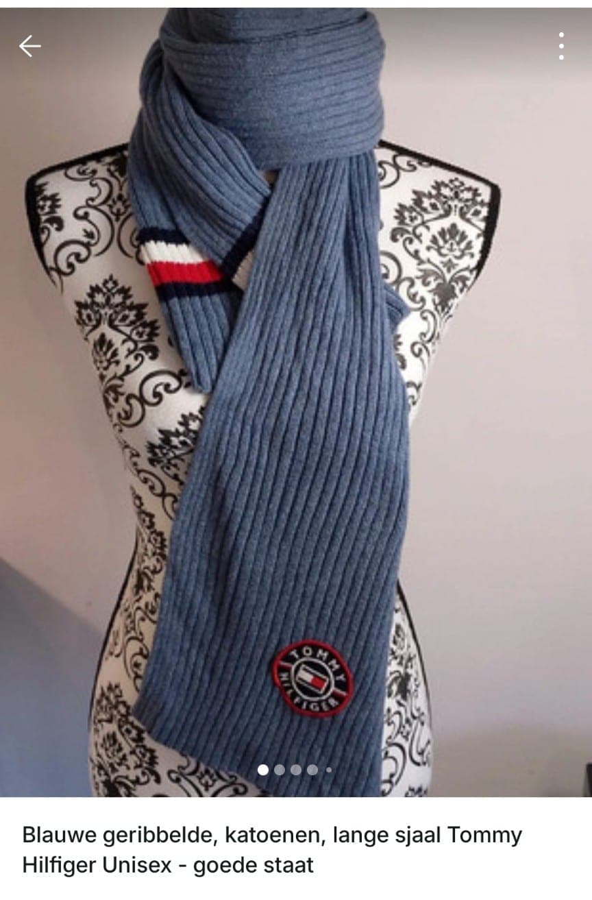 Blauwe geribbelde lange sjaal Tommy Hilfiger Unisex
