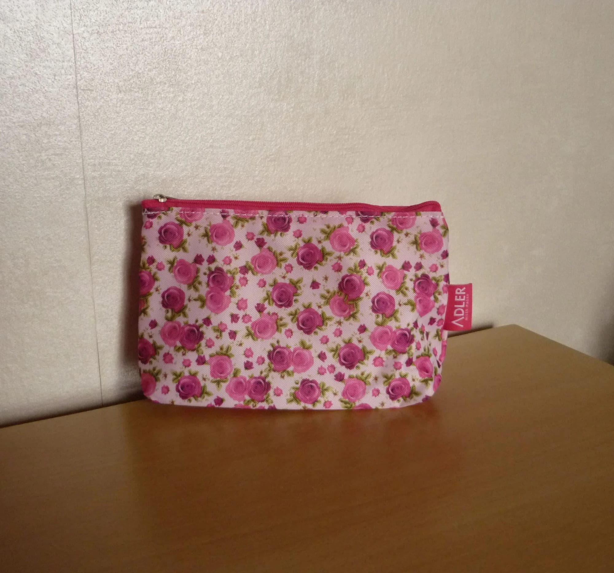 Wit fuchsia roze rozen toilettas makeup tas make-up zakje
