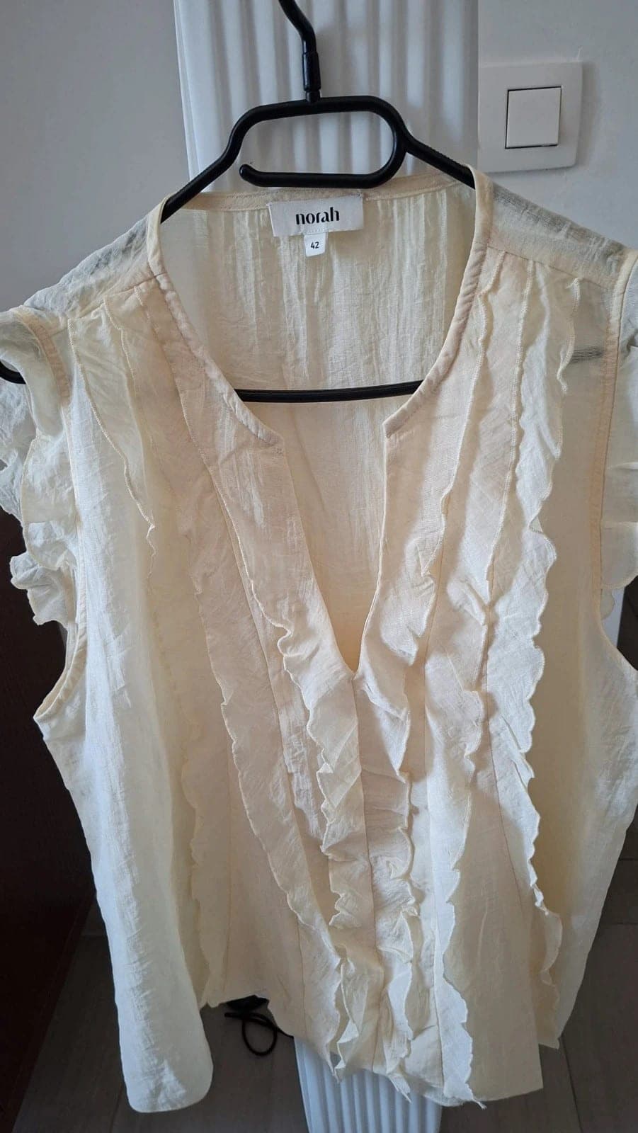 Norah elegante blouse met ruches - maat XL/42 - Geel/crème