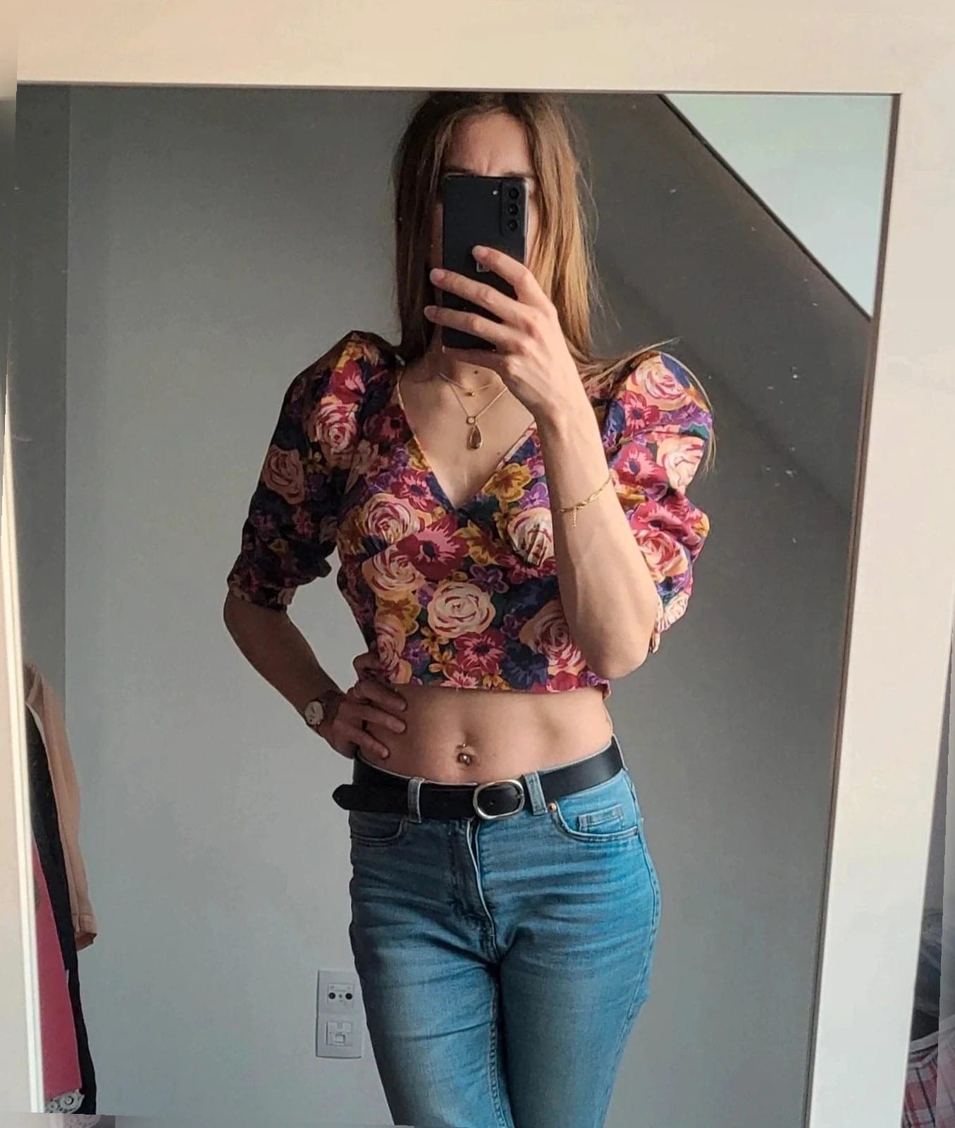 Zara gebloemde crop Top Maat XS