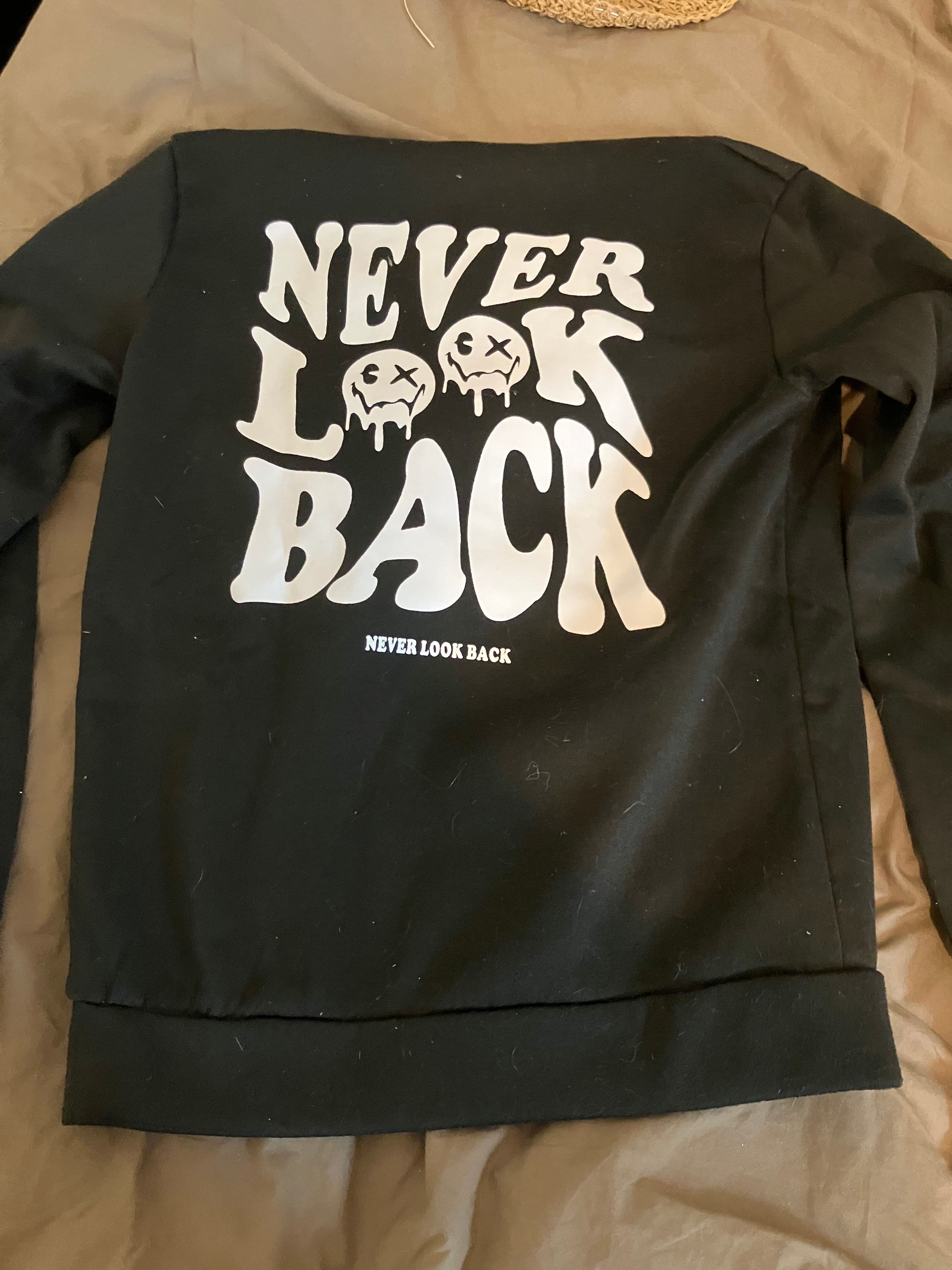 Never Look Back zwarte hoodie met print