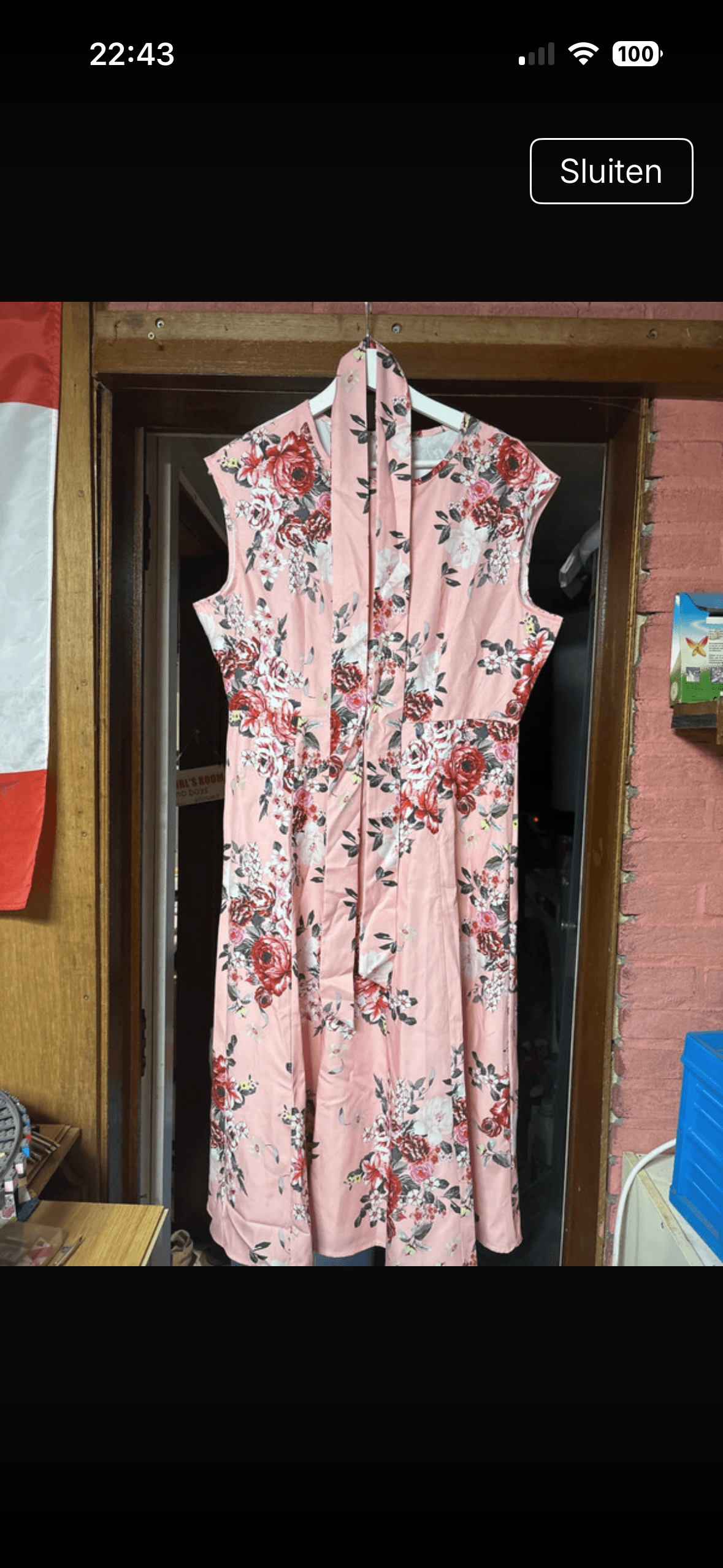 Roze bloemenprint jurk mouwloos