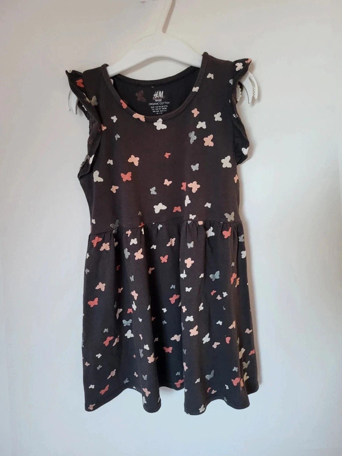 H&M jurkje met vlinderprint - Maat 110/116 (5-6 jaar)