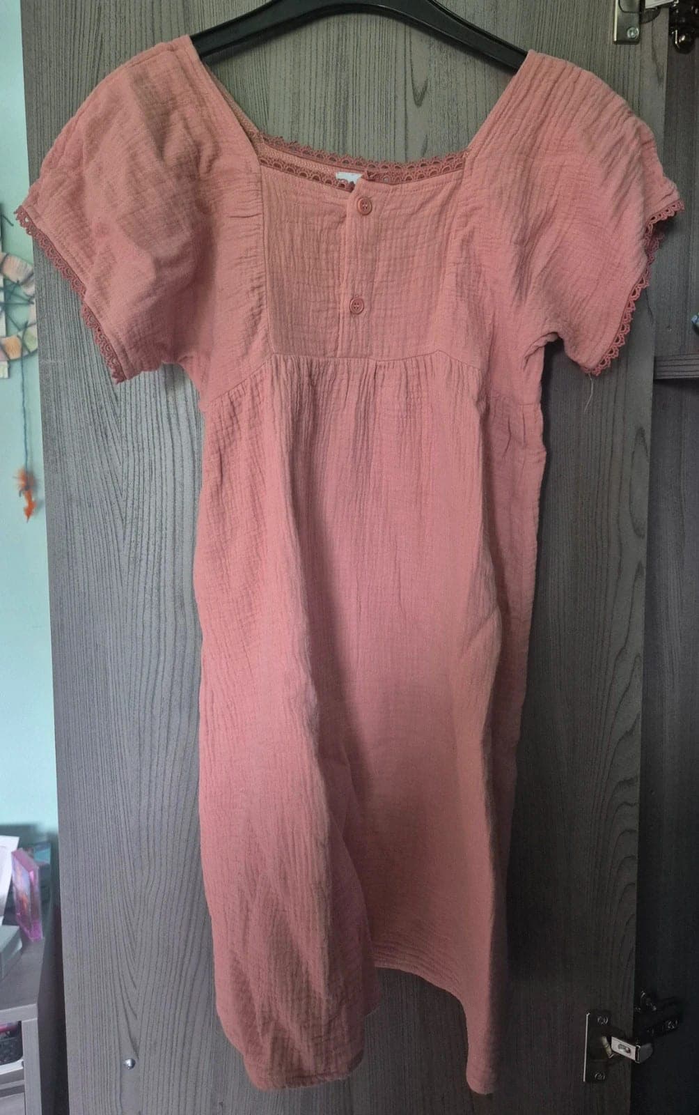 Veritas jurk met korte mouwen, oud-roze
