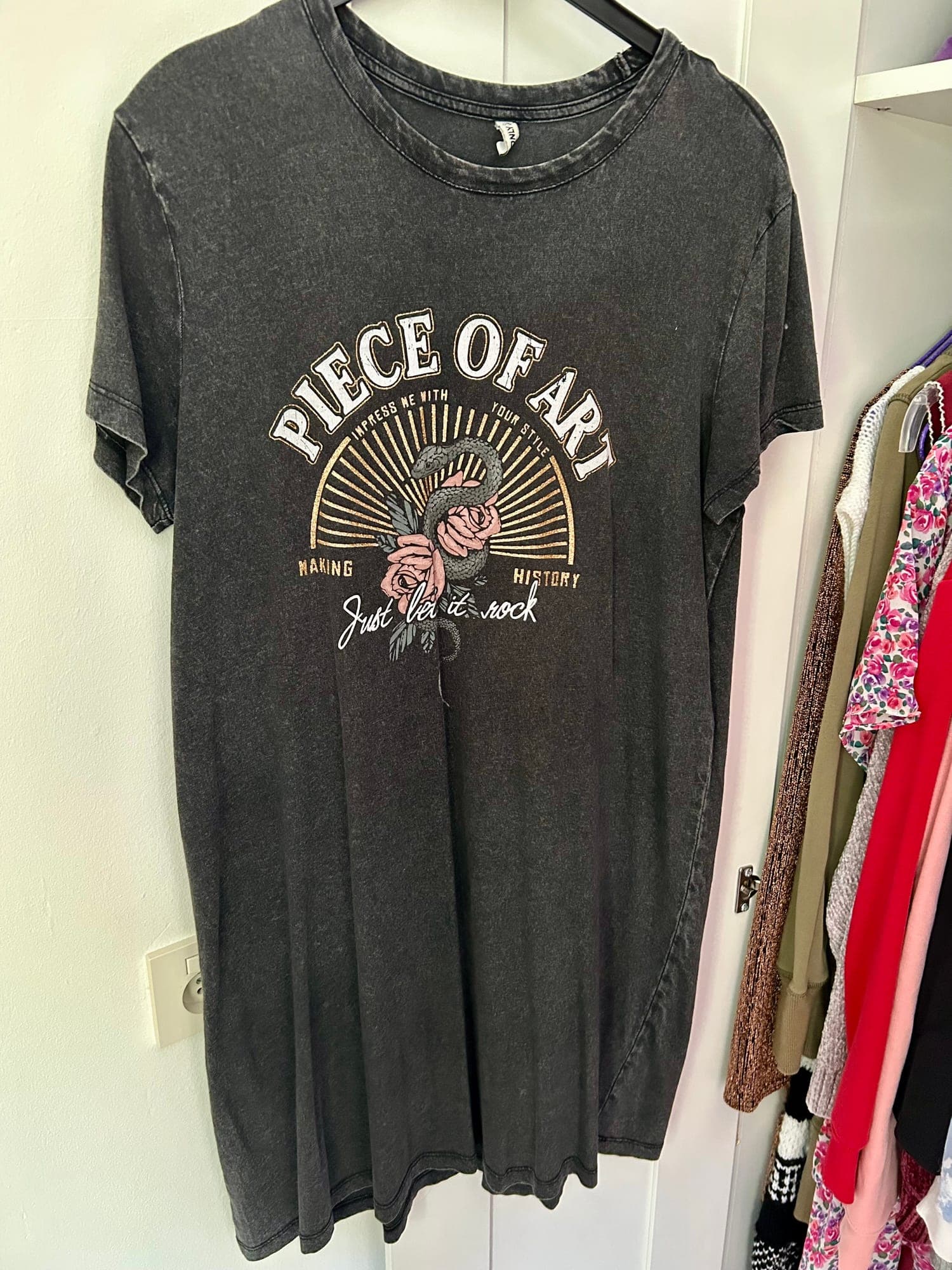 Piece of Art vintage T-shirt dress met printdesign