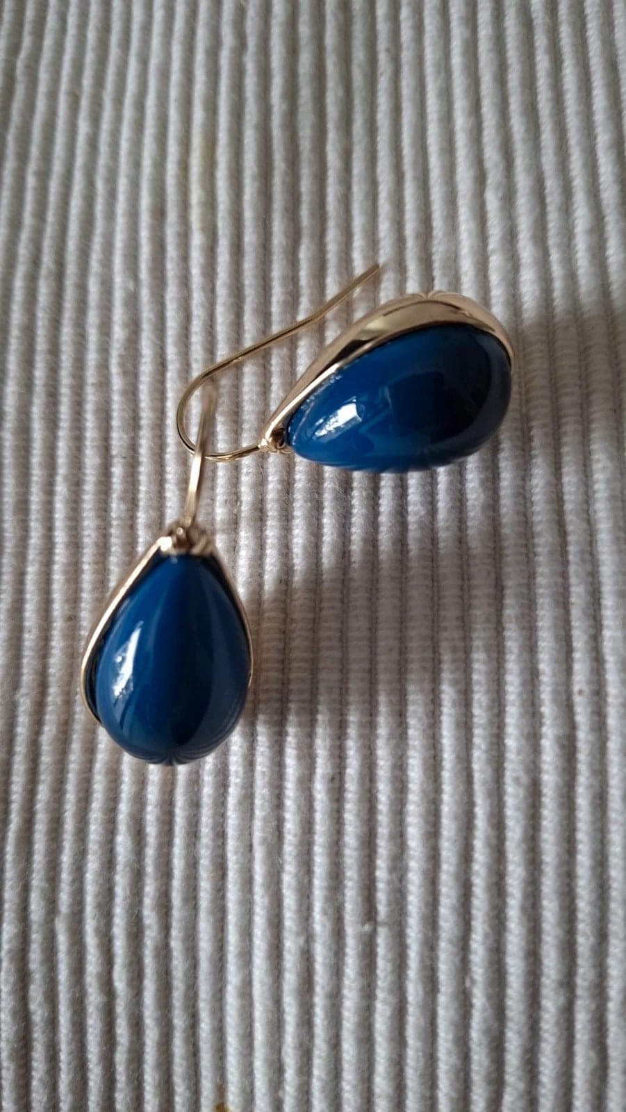 Bijou Brigitte blauwe druppel oorbellen vintage stijl
