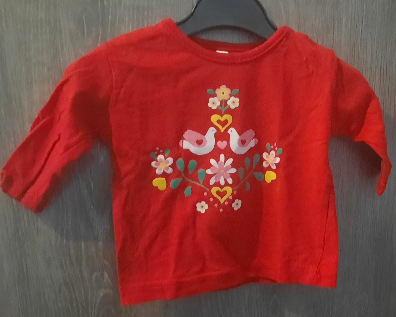 Zeeman longsleeve bloem en vogel 56cm