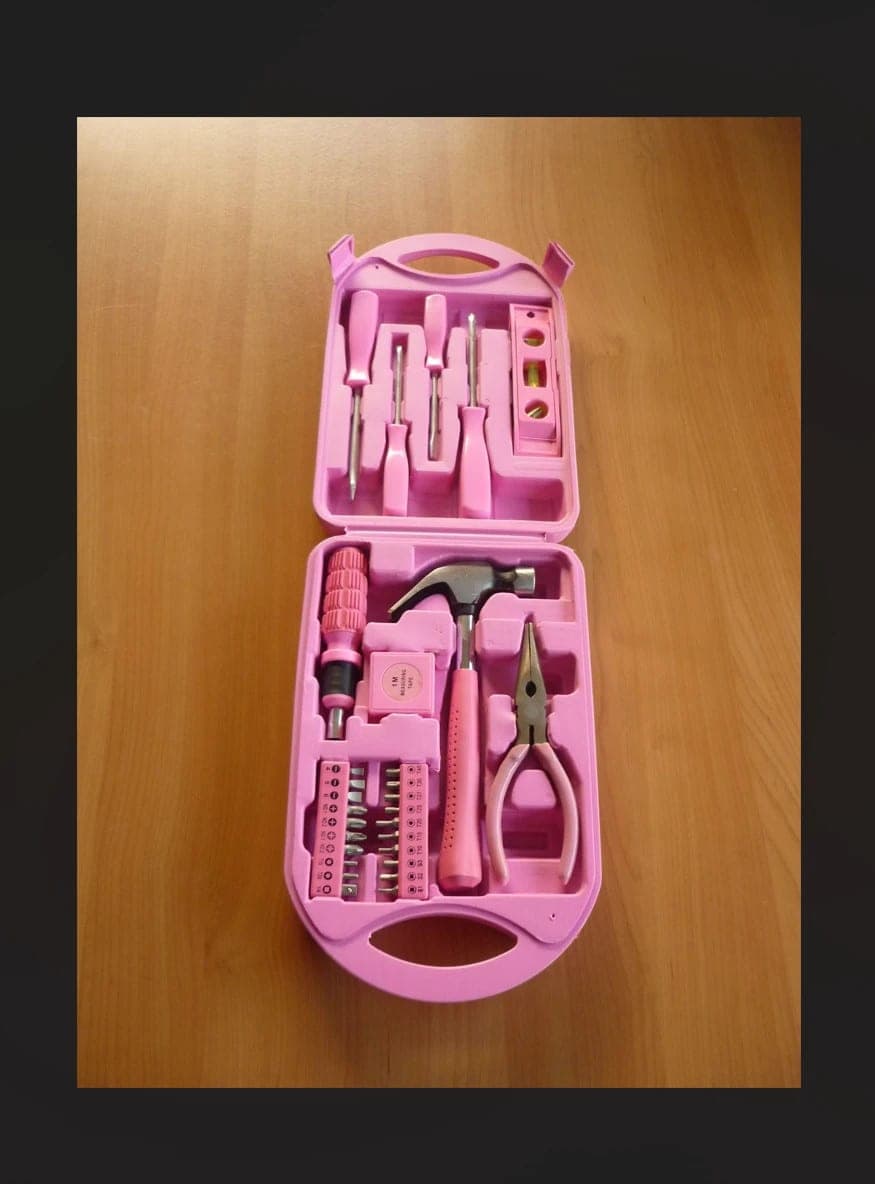 Roze gereedschapskoffer gereedschapskist doos Werkzeugkoffer van Tussi on Tour