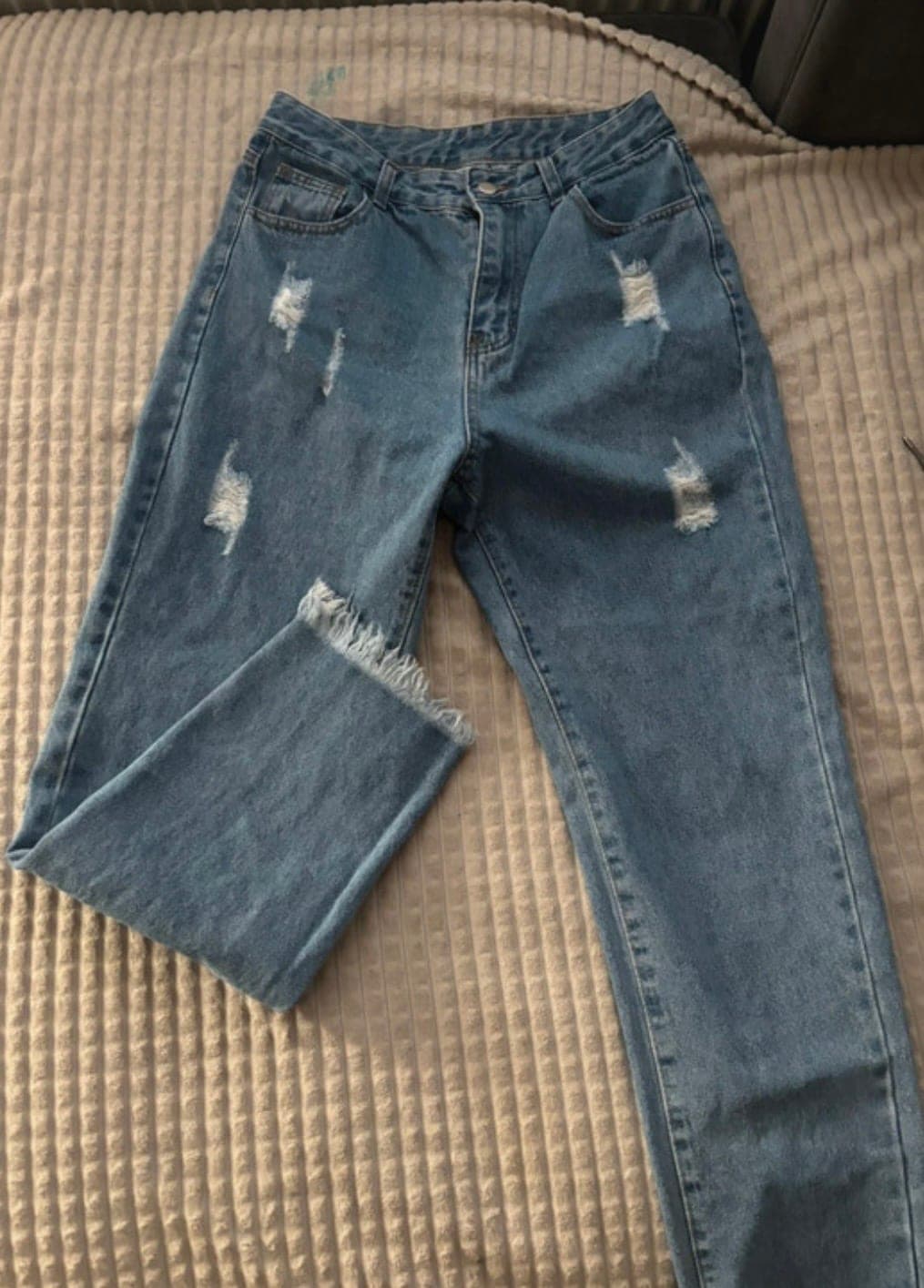 Gescheurde mom jeans met rafelige zoom