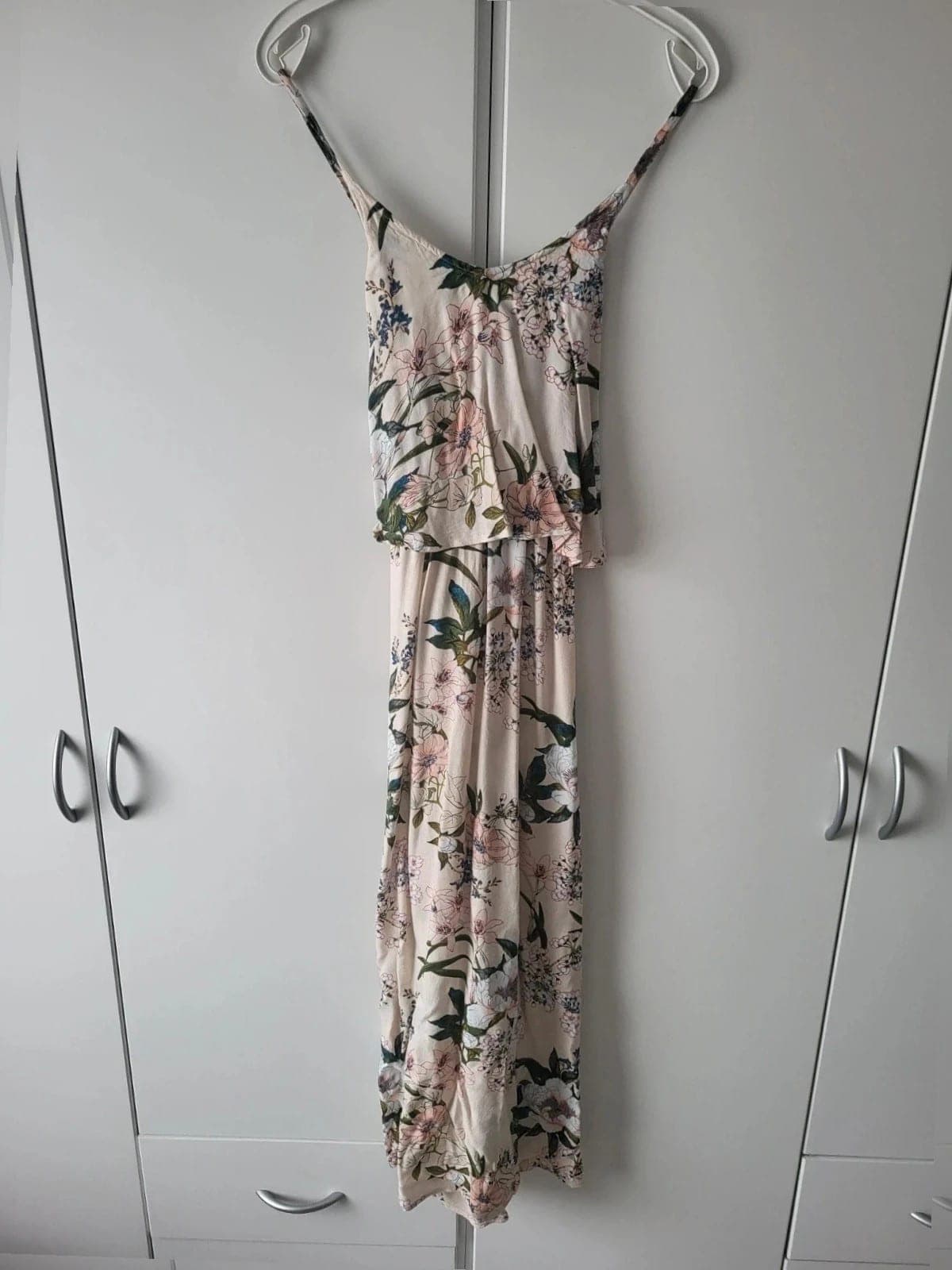 Boho Lange zomerjurk Met bloemenprint & gekruiste rugbandjes (XS/S)