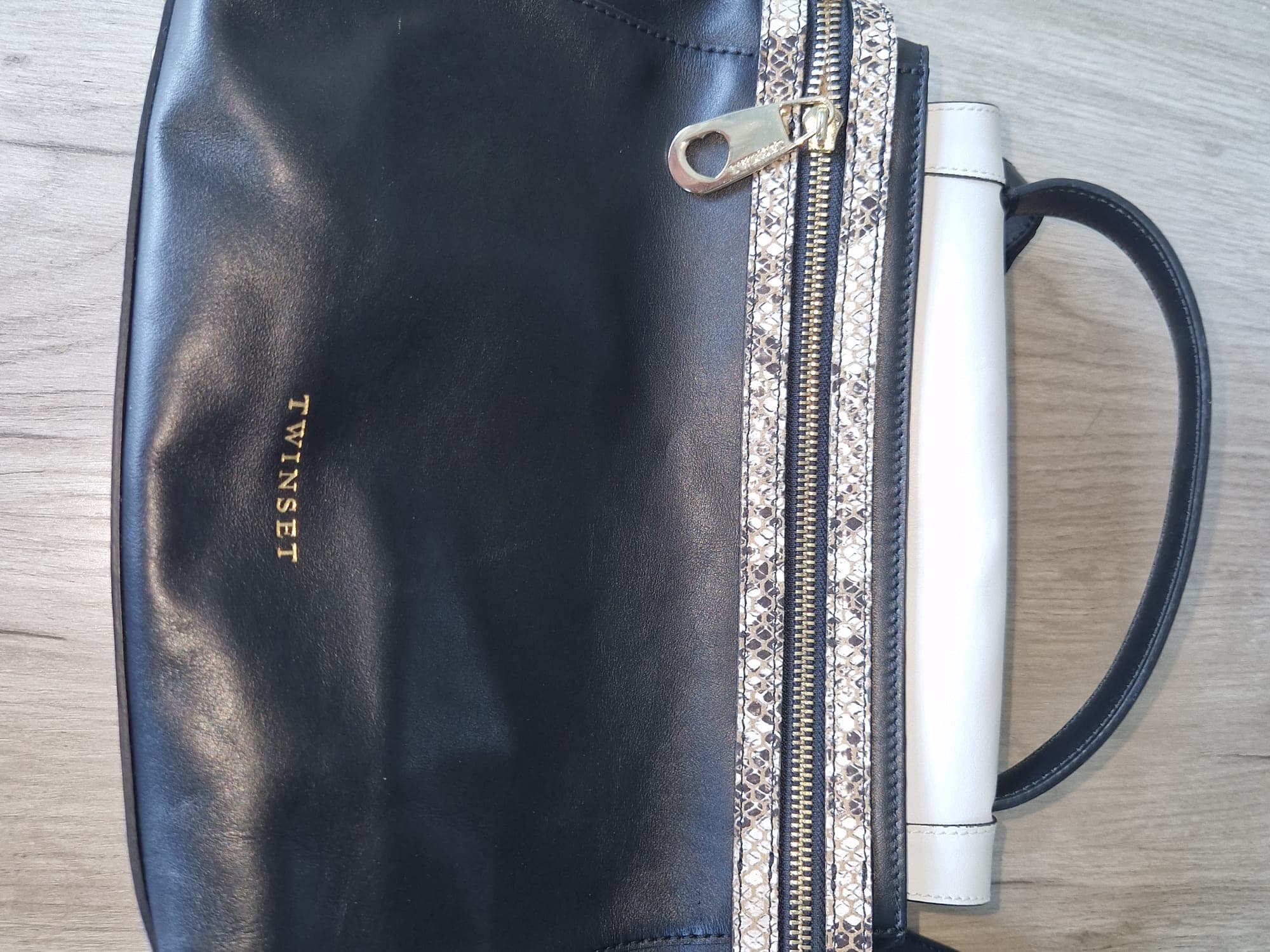 TWINSET zwarte handtas met slangenhuid details