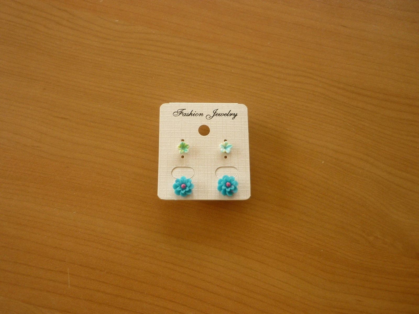 Set van 2 paar bloem oorbellen turquoise en blauw