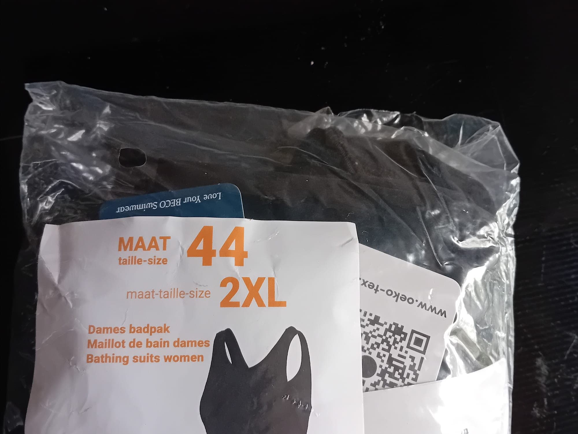 Zwart damsbadpak maat 44/2XL