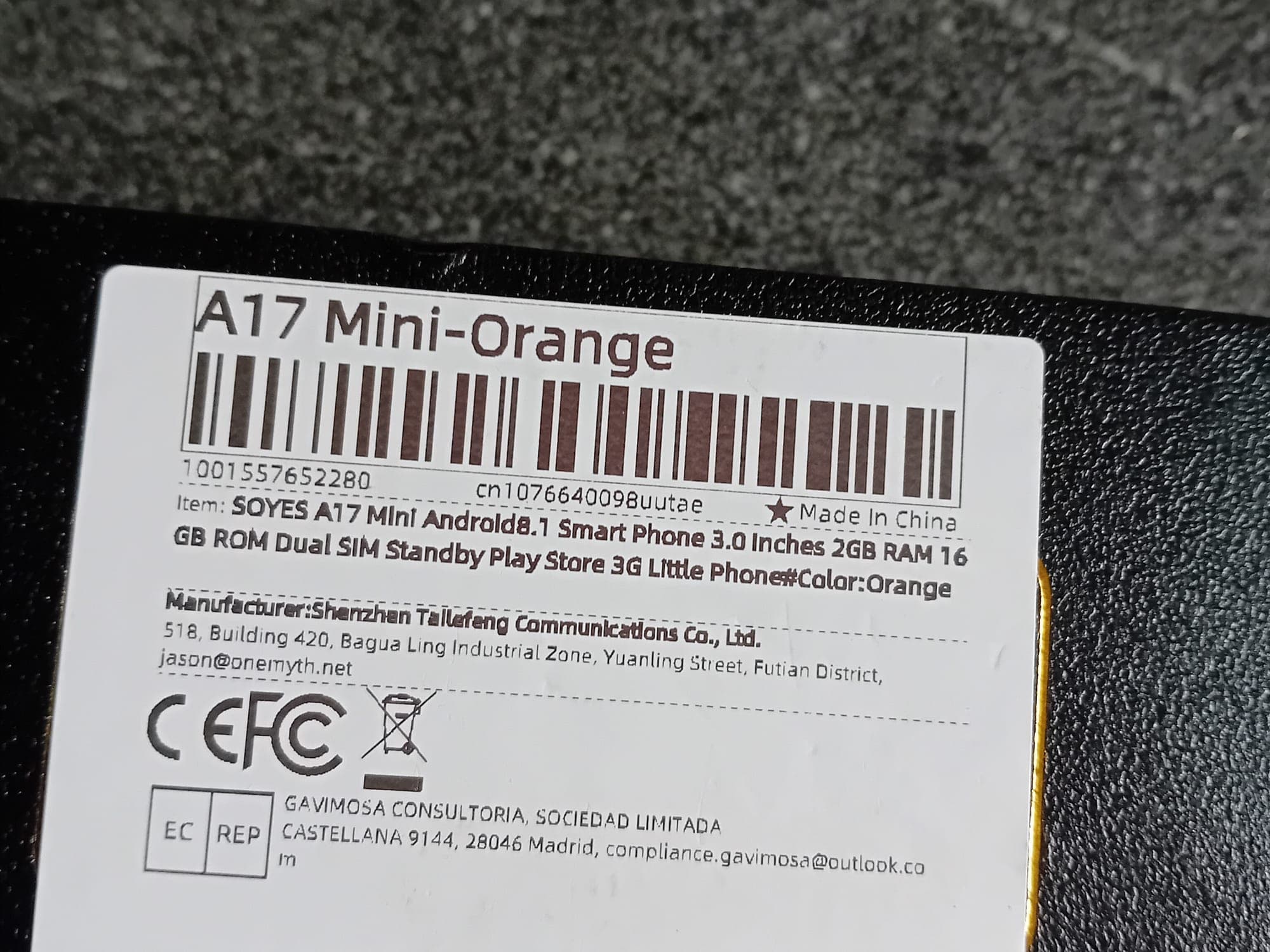 SOYES A17 Mini-Orange Android Smartphone 3.0 inch