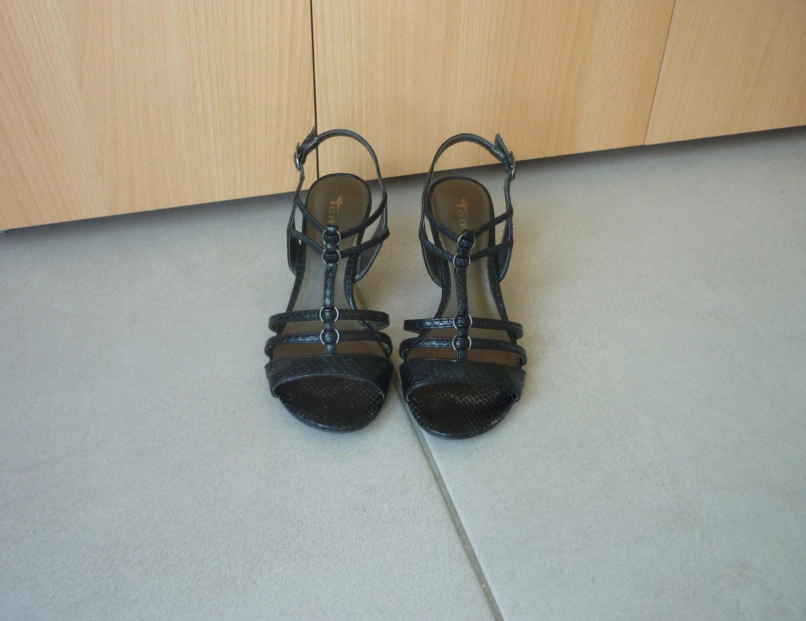 Zwarte nepleren hakken schoenen met bandjes Maat 37
