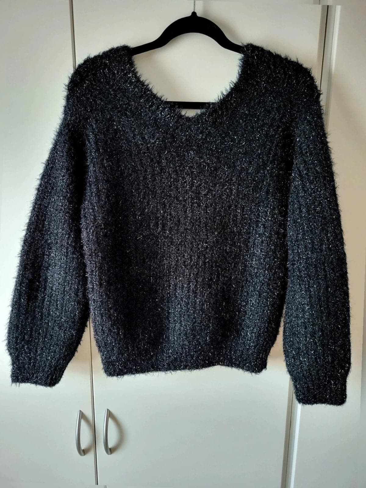 Fluffy Zwart-zilver Oversized Trui – Bik Bok – S / M