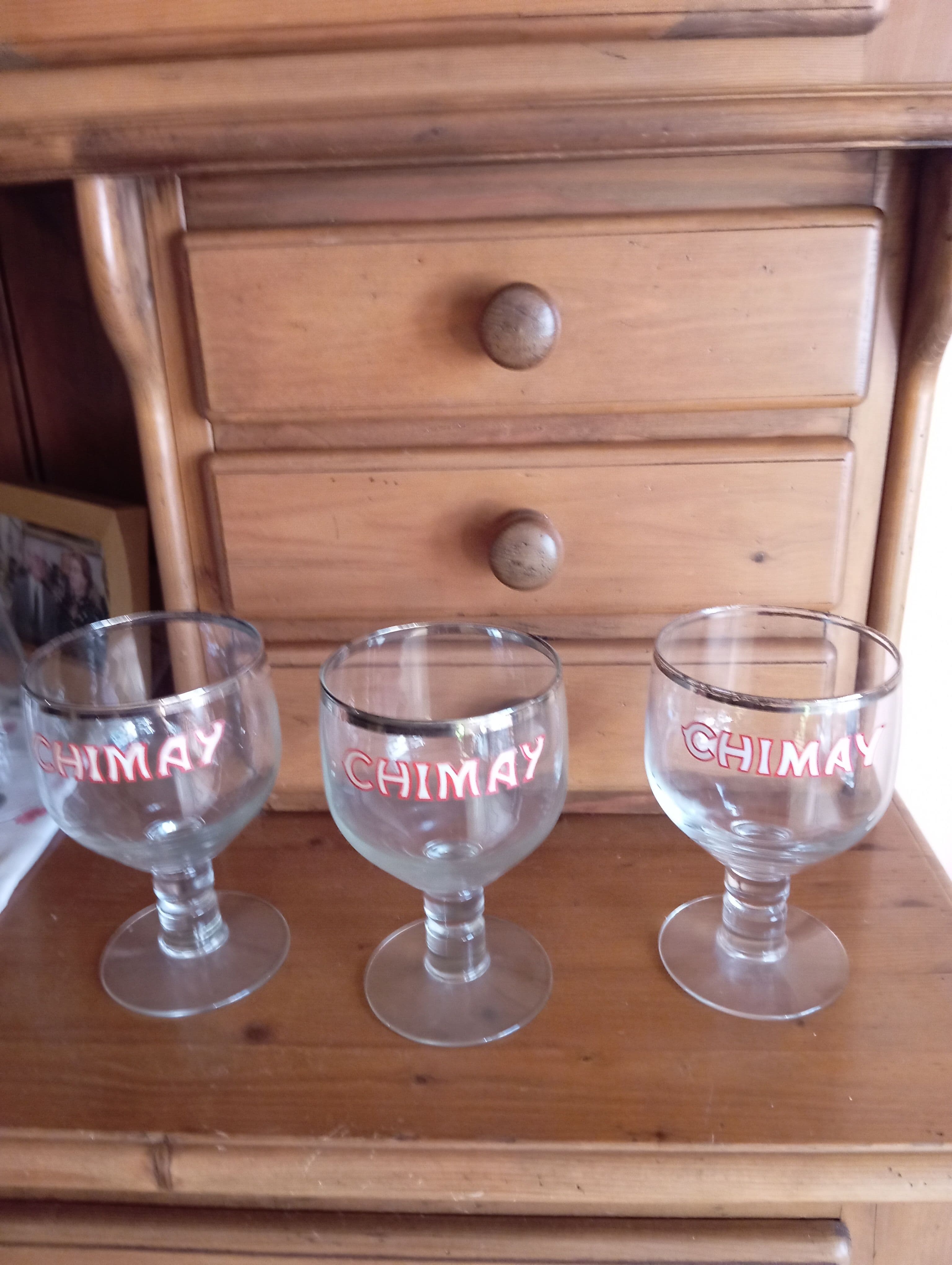 3x Chimay beer glasses