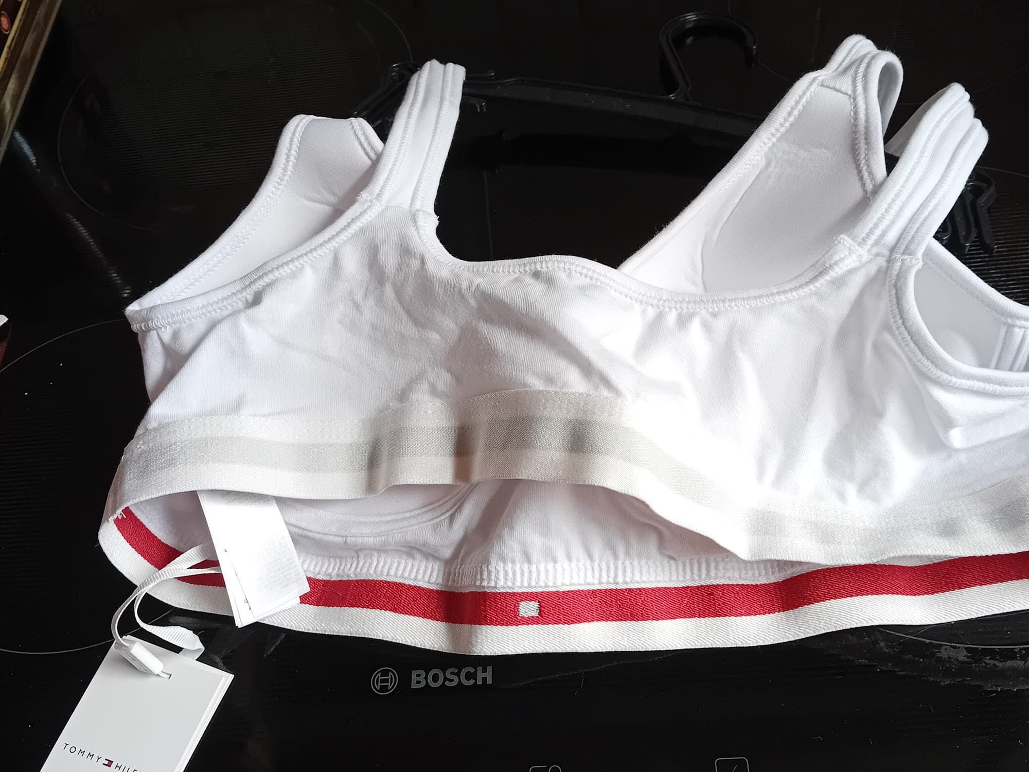 Tommy Hilfiger Sportbeha wit met rode streep
