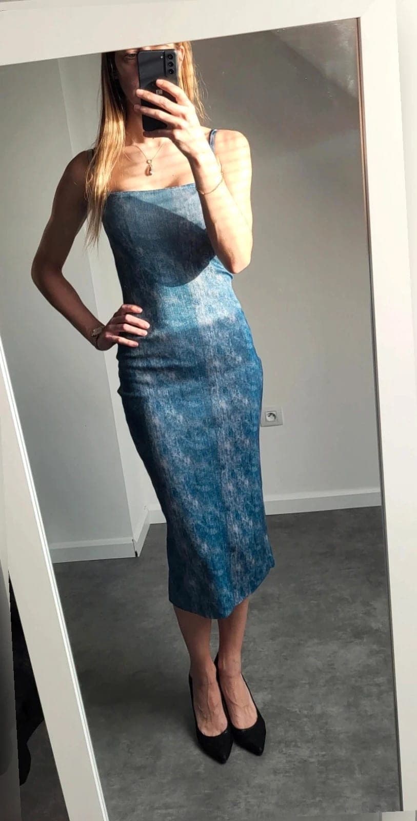 Zara denimprint Stretchy jurk maat S