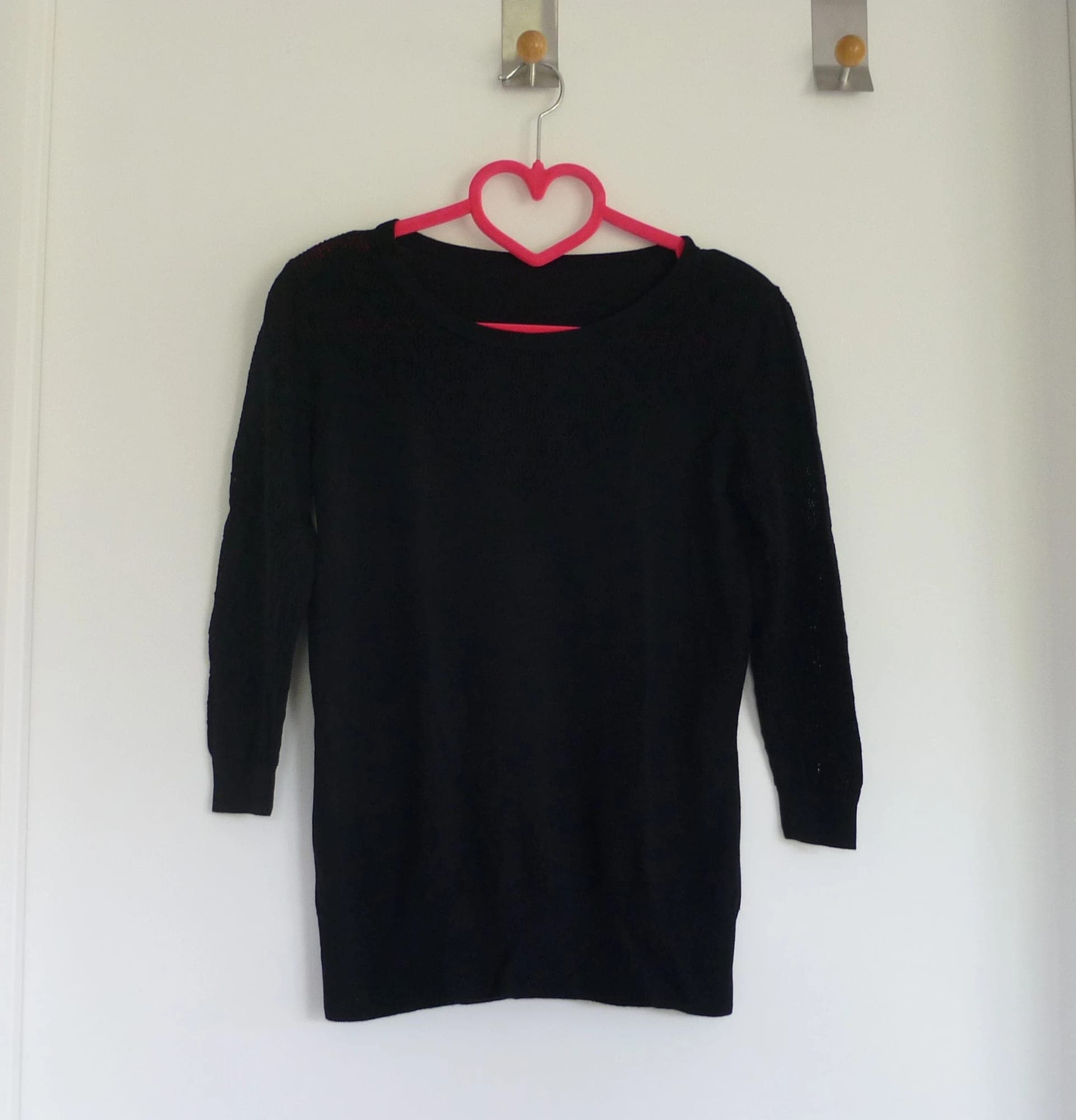 Zwarte dunne stretch trui met 3/4 mouwen Maat 36-38