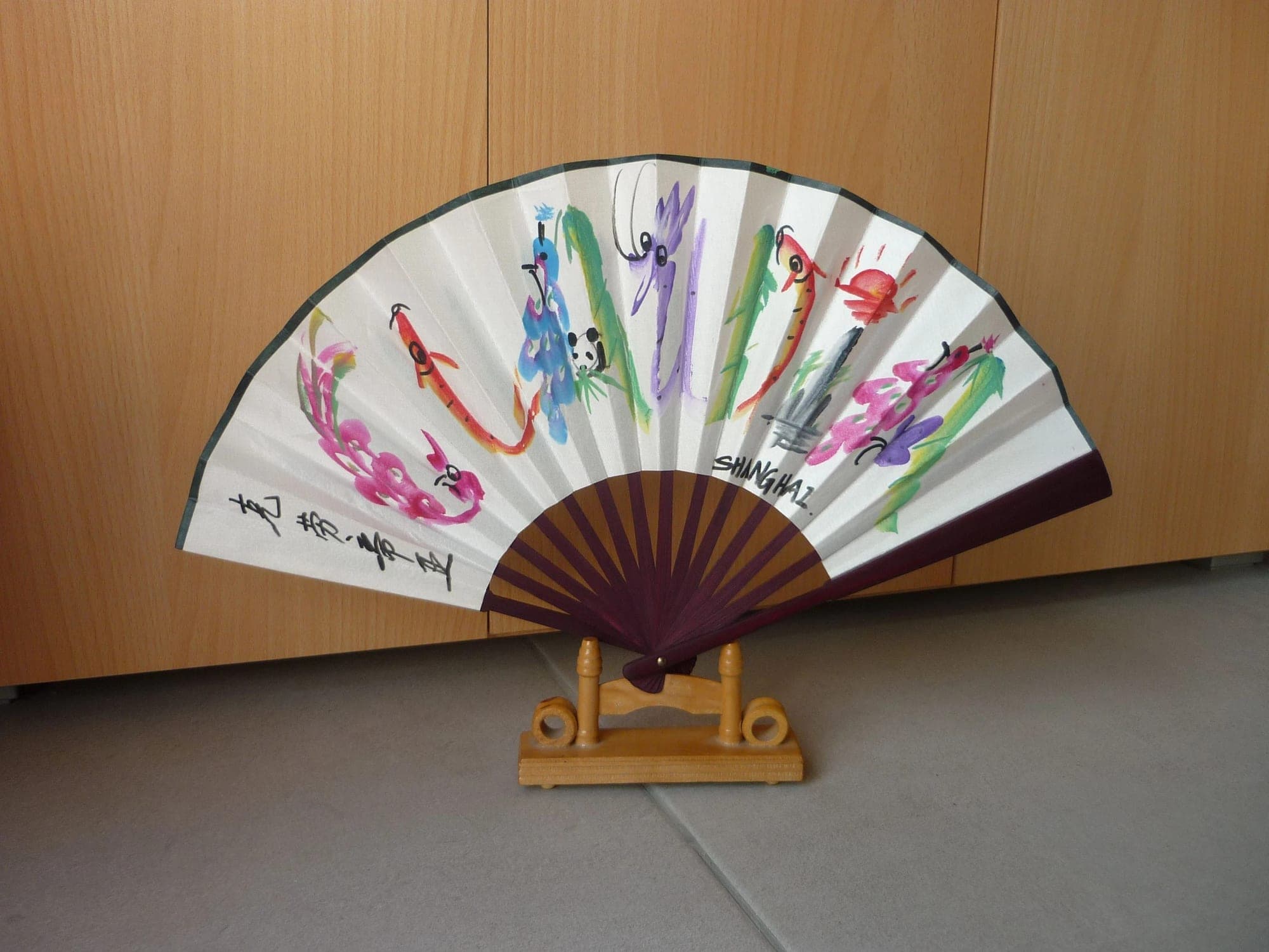 Houten opvouwbare handwaaier Chinese waaier Claudia