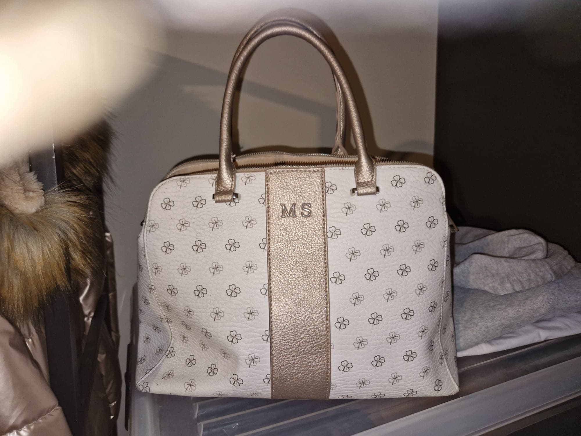 MS handtas met bloemenprint en goudkleurige details