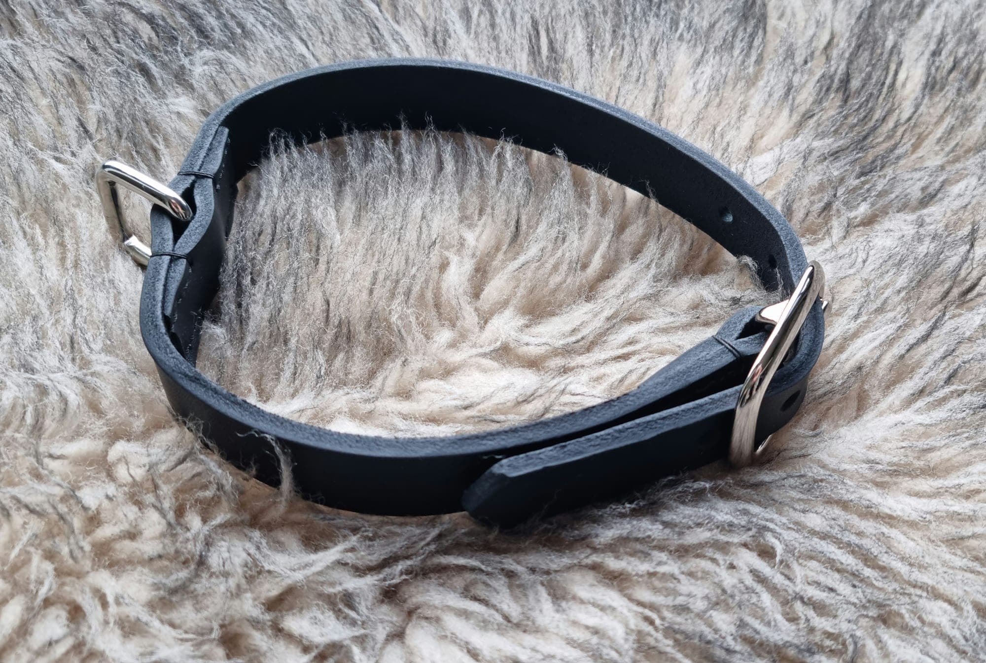Zwarte leren halsband voor hond