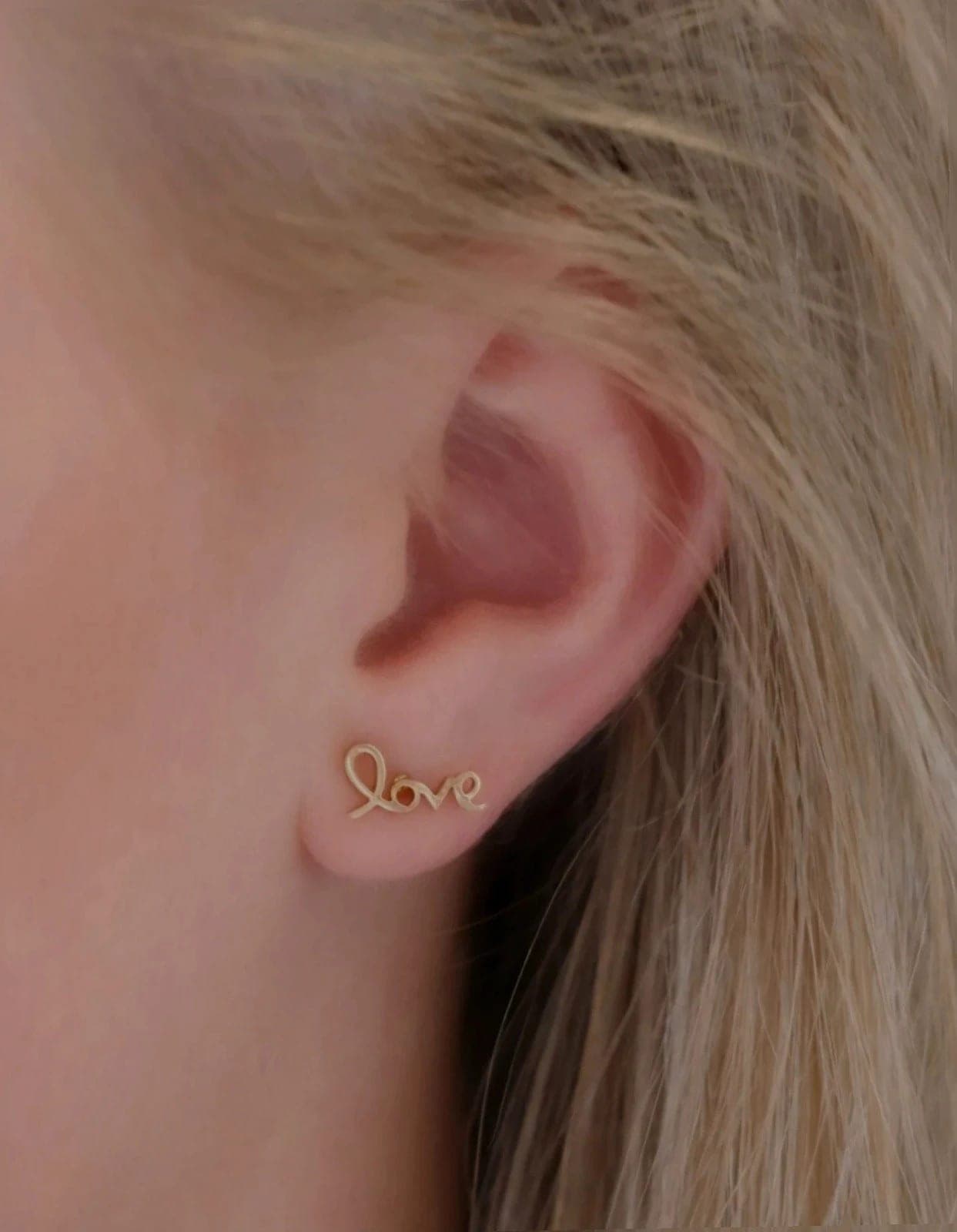 Gouden Love oorknopjes stainless steel – nieuw – minimalistisch