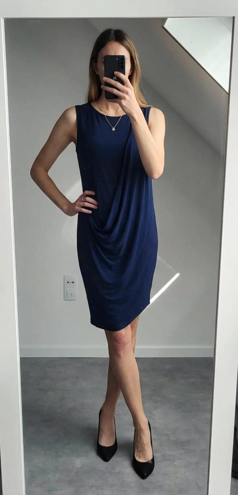 Donkerblauwe Gedrapeerde minijurk River Island – maat 36