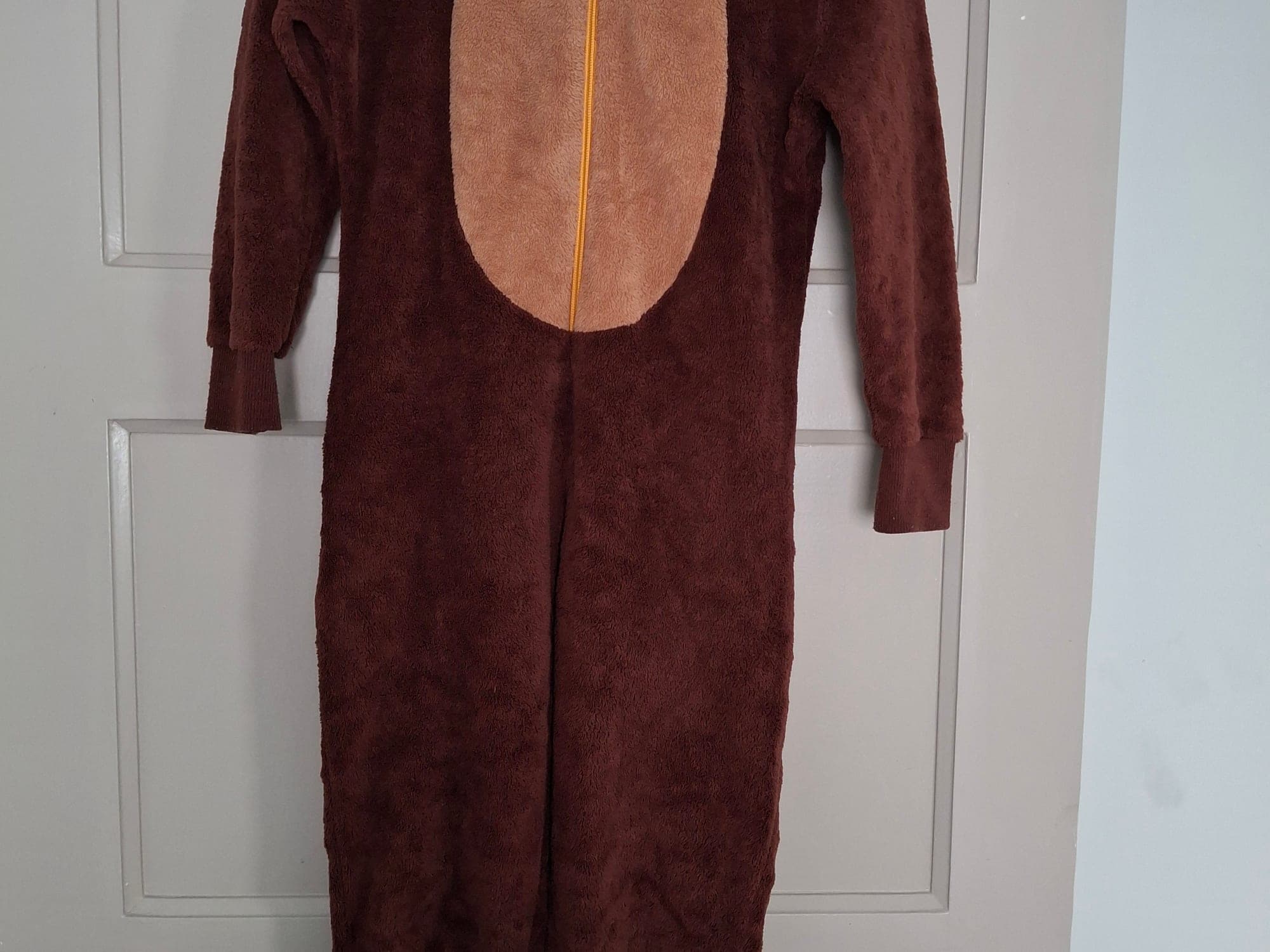 Bruine fleece onesie met capuchon