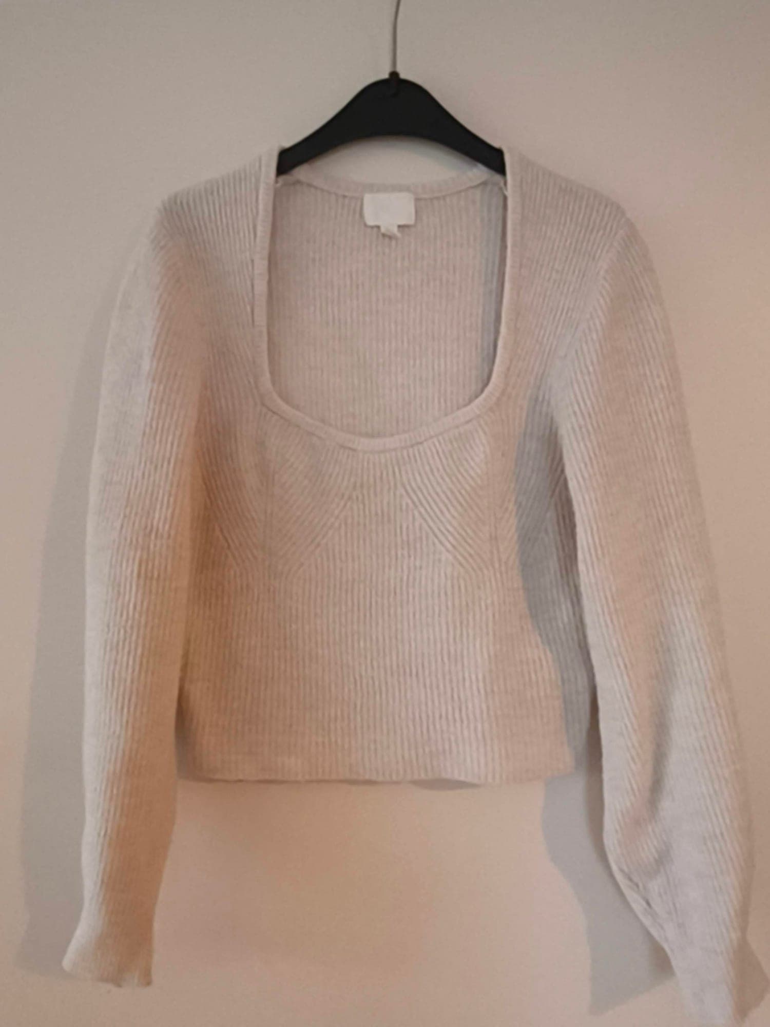 H&M ribgebreide cropped top in beige