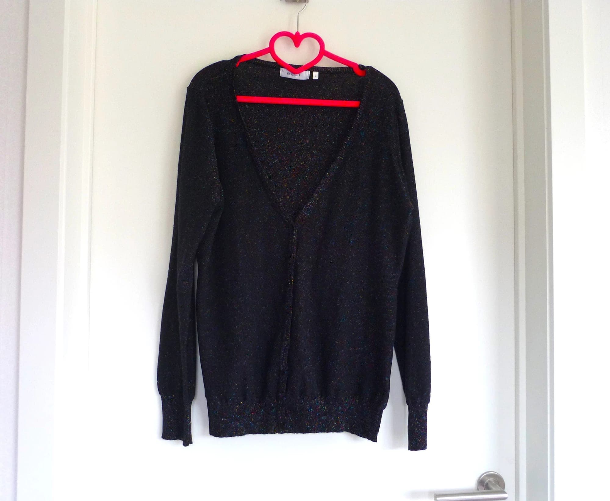 Gilet noir moucheté or rouge turquoise chiné Yessica