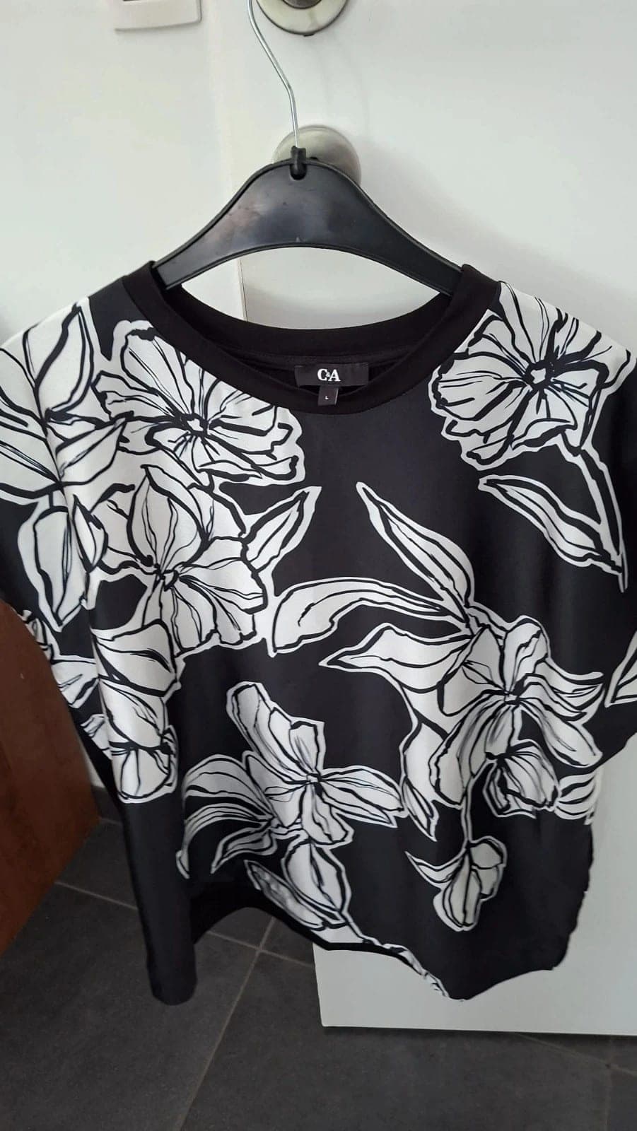 C&A blouse met bloemenprint zwart/wit maat L