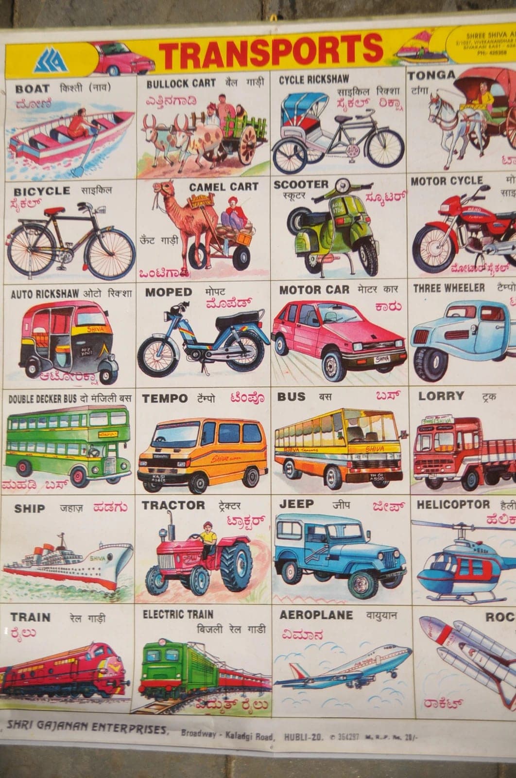 Schoolplaat transport uit India 43x55cm