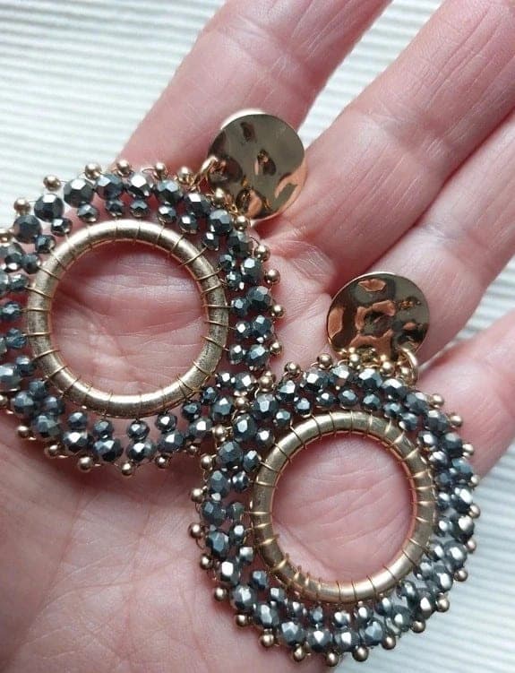 Glamour oorbellen met strass - goud