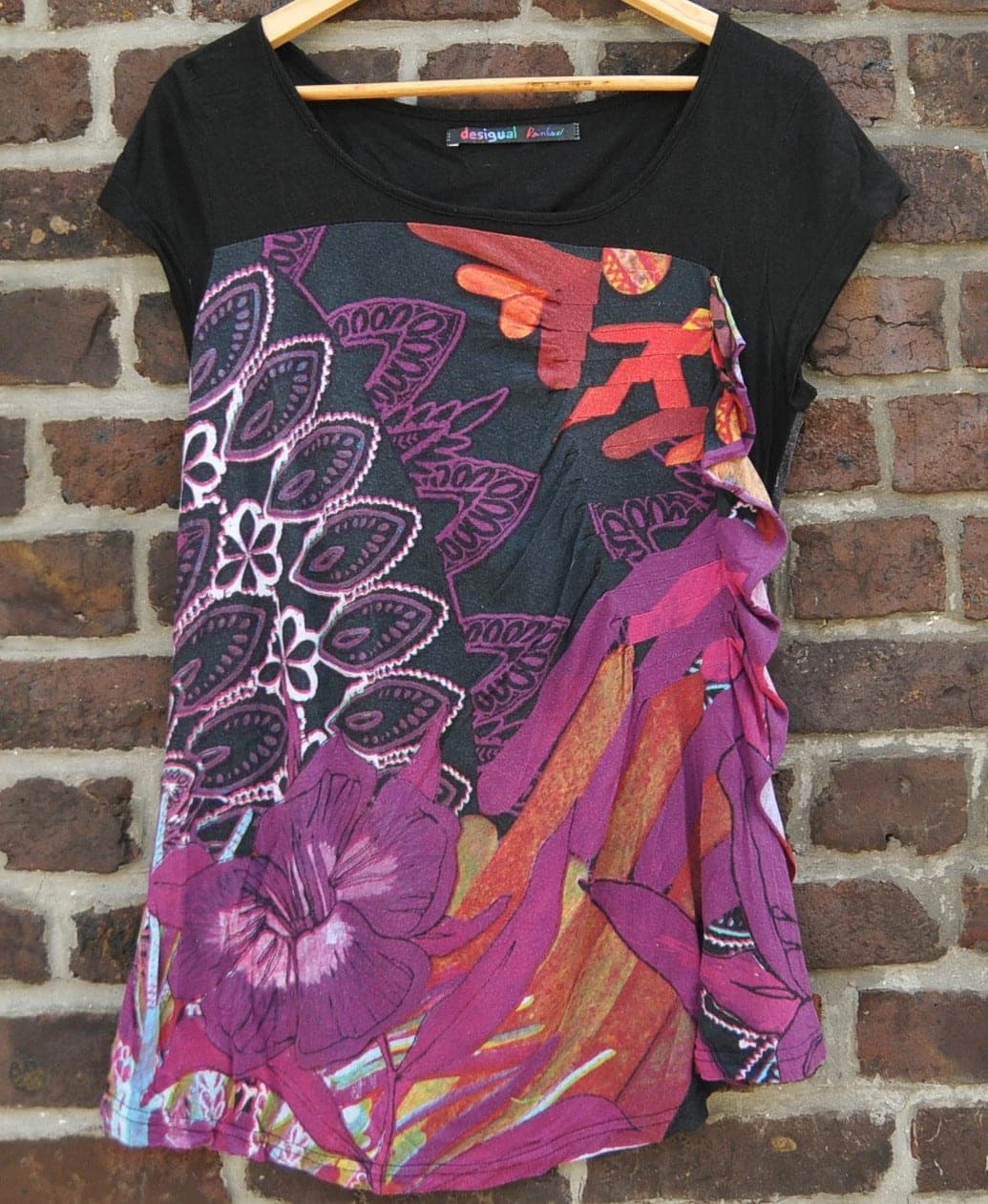 Desigual topje paars zwart maat XL