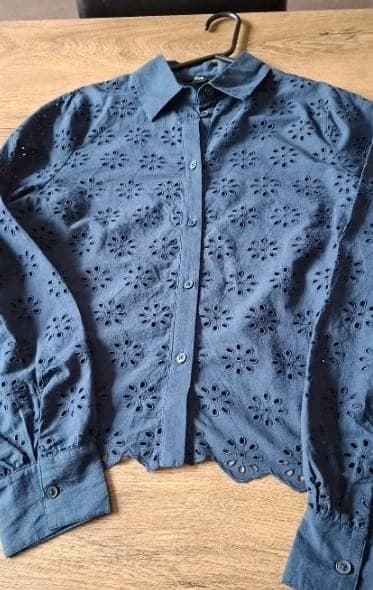 Elegante hemd met bloemenprint marineblauw M