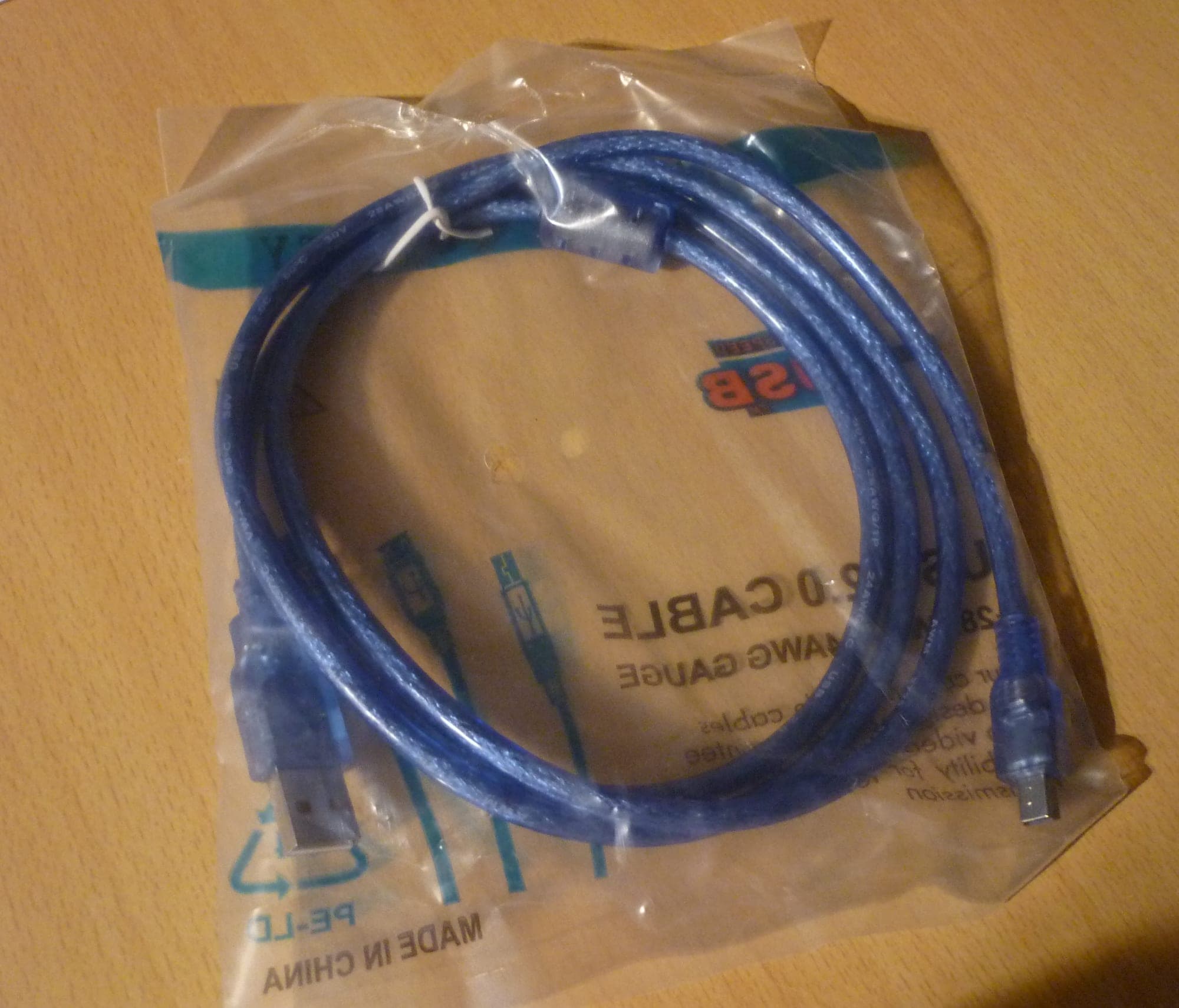 Blauwe USB naar miniUSB type B kabel 1,5m