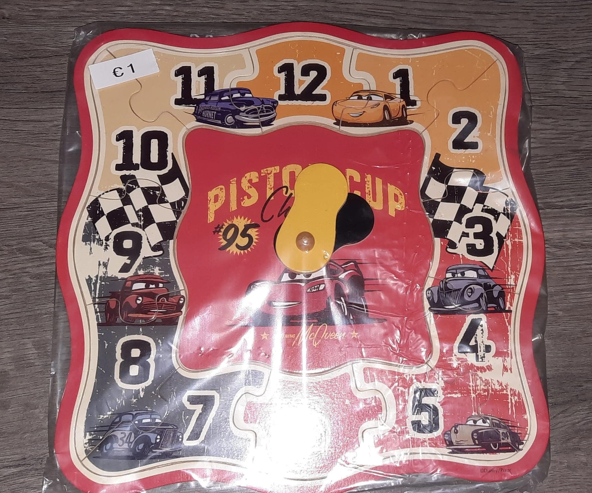 Cars houten puzzel met klok